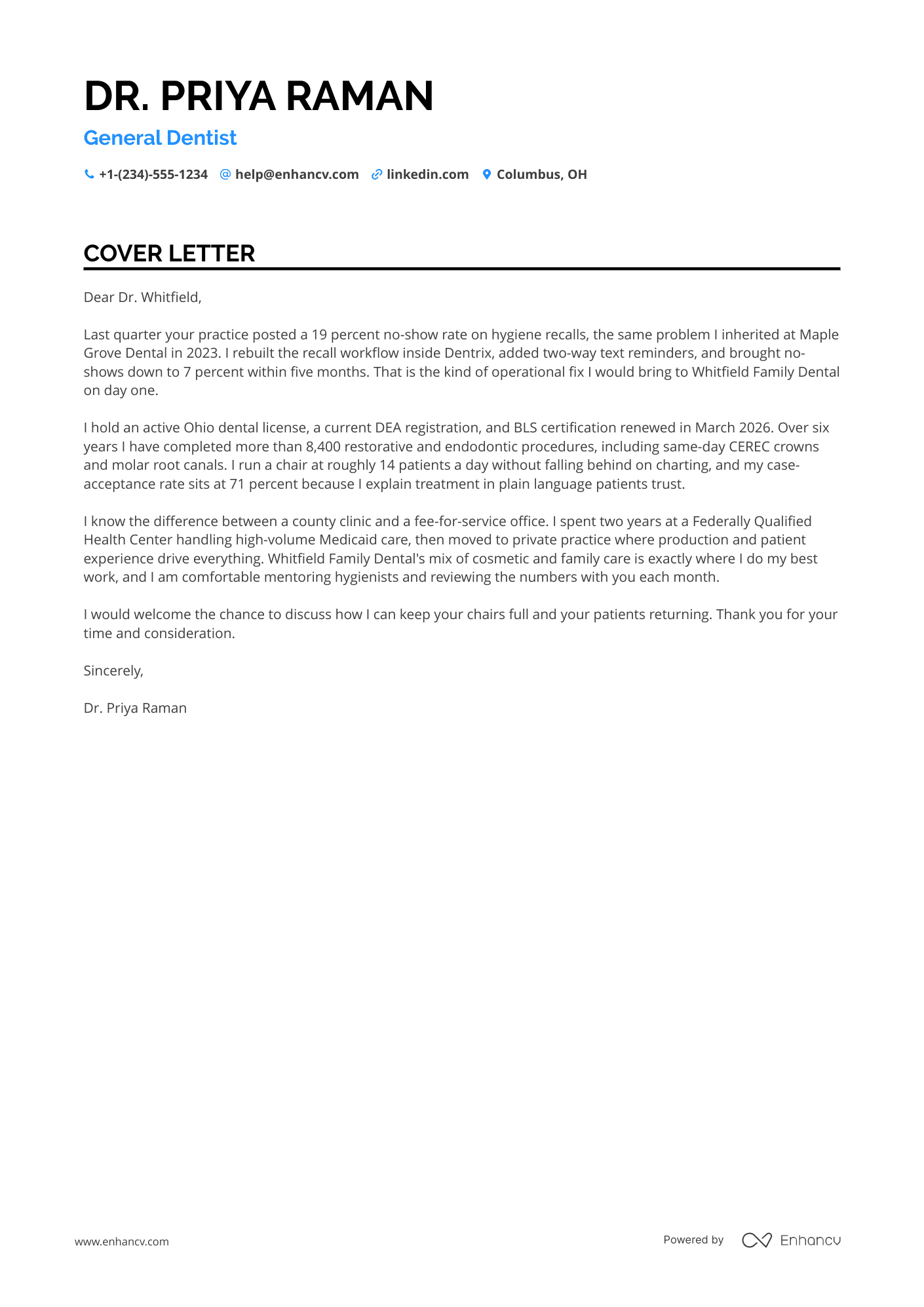 Dentist cover letter