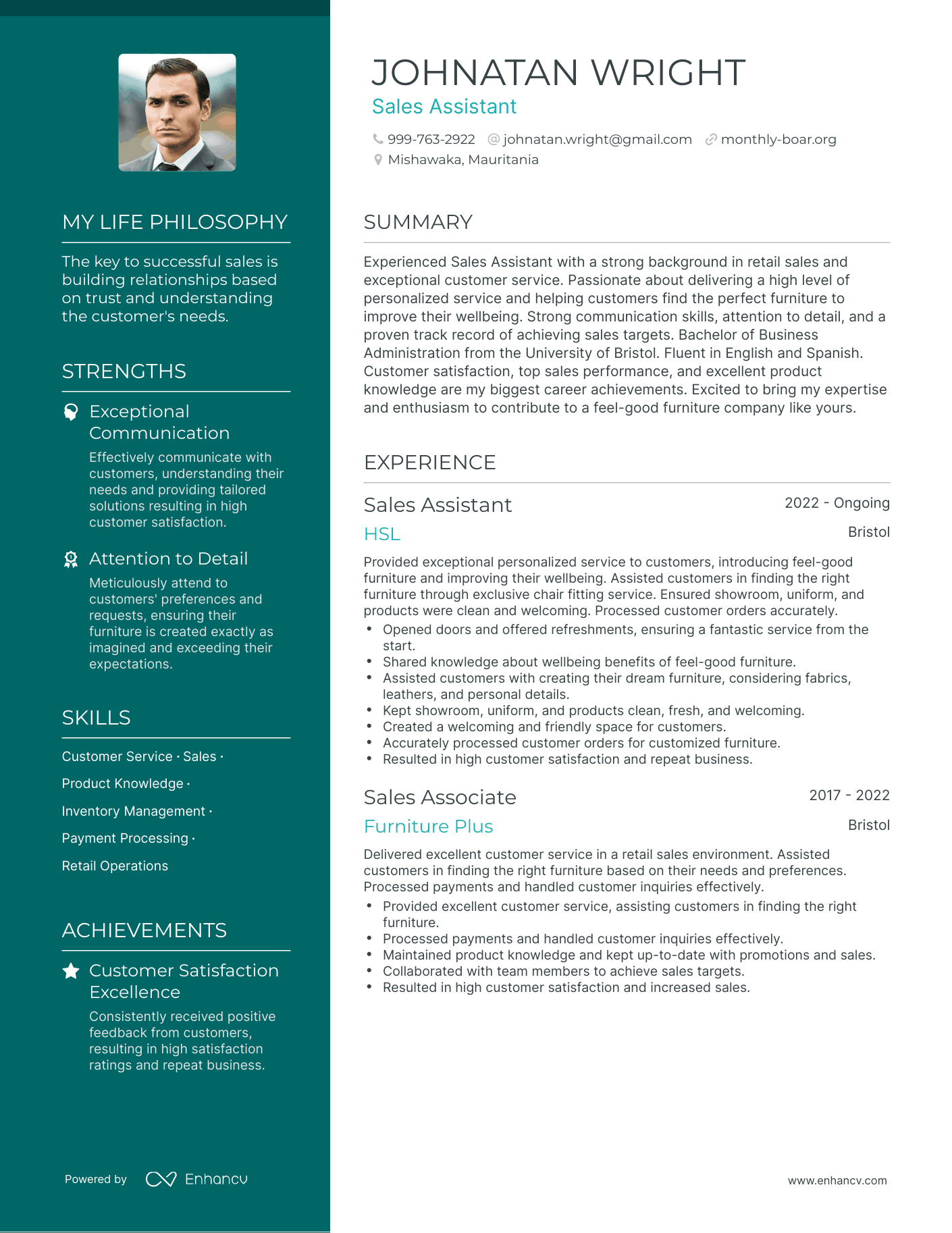 Creative Sales Assistant Resume Example