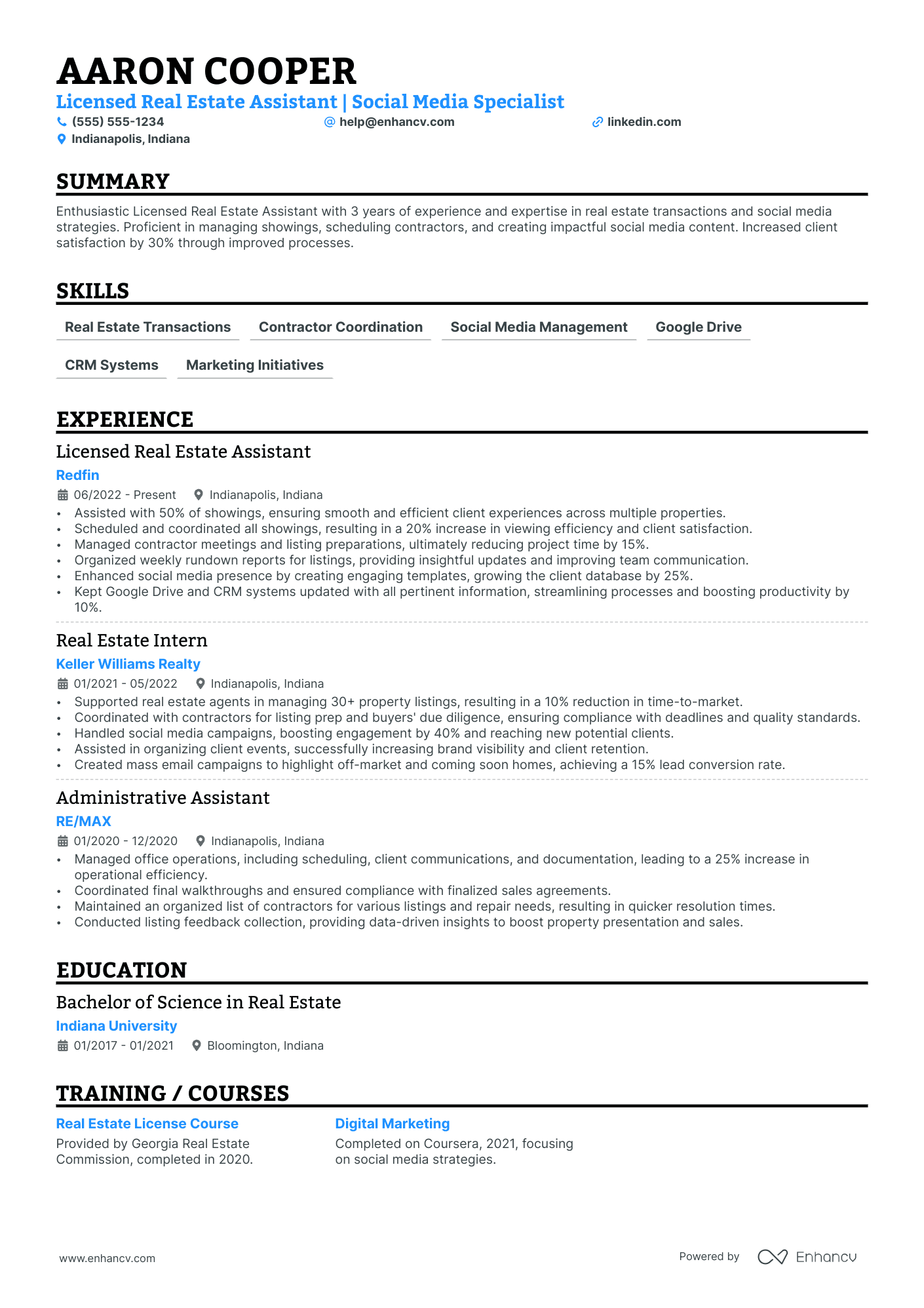 Real Estate Agent Assistant resume example