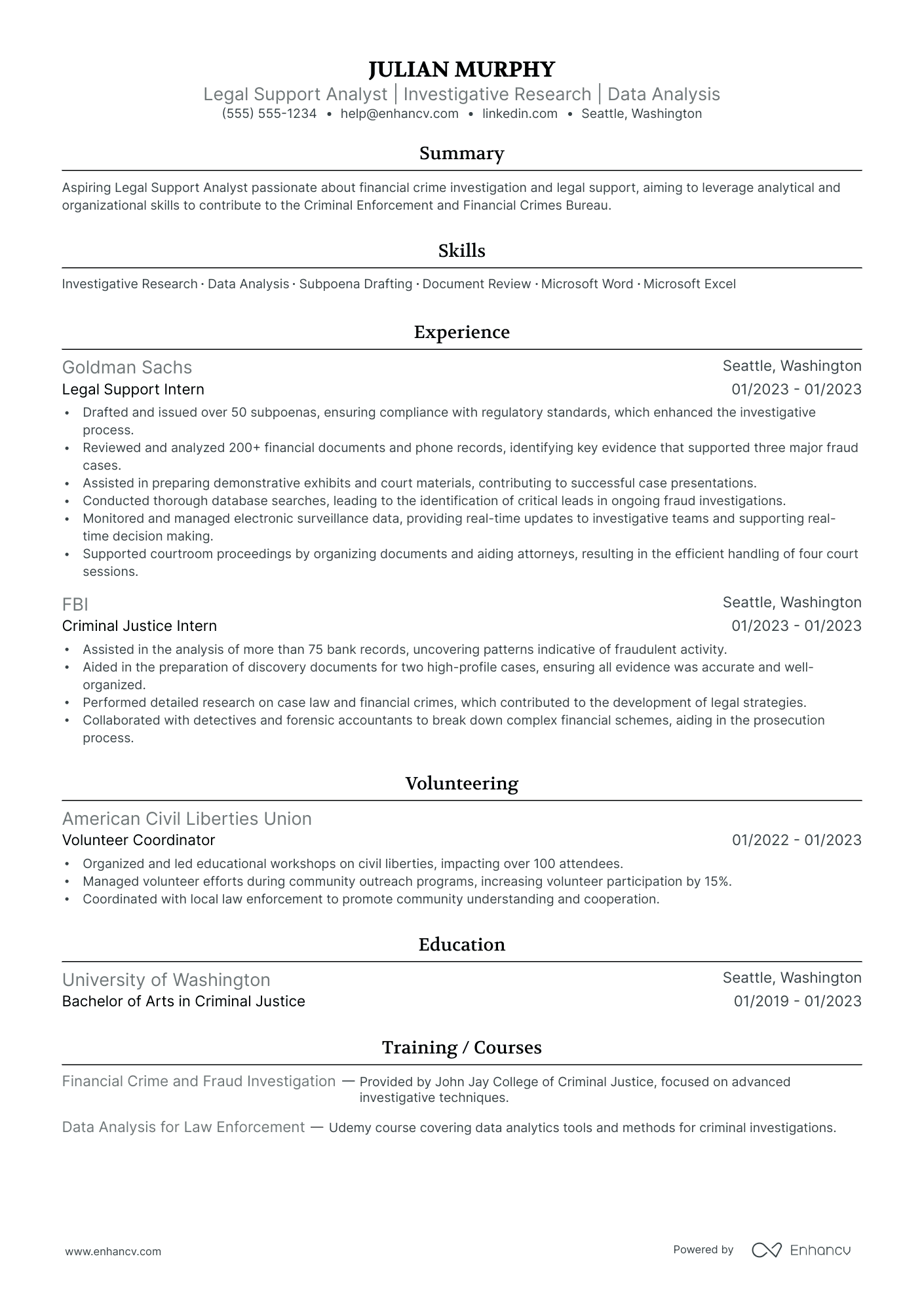 Entry-Level Information Security Analyst resume example