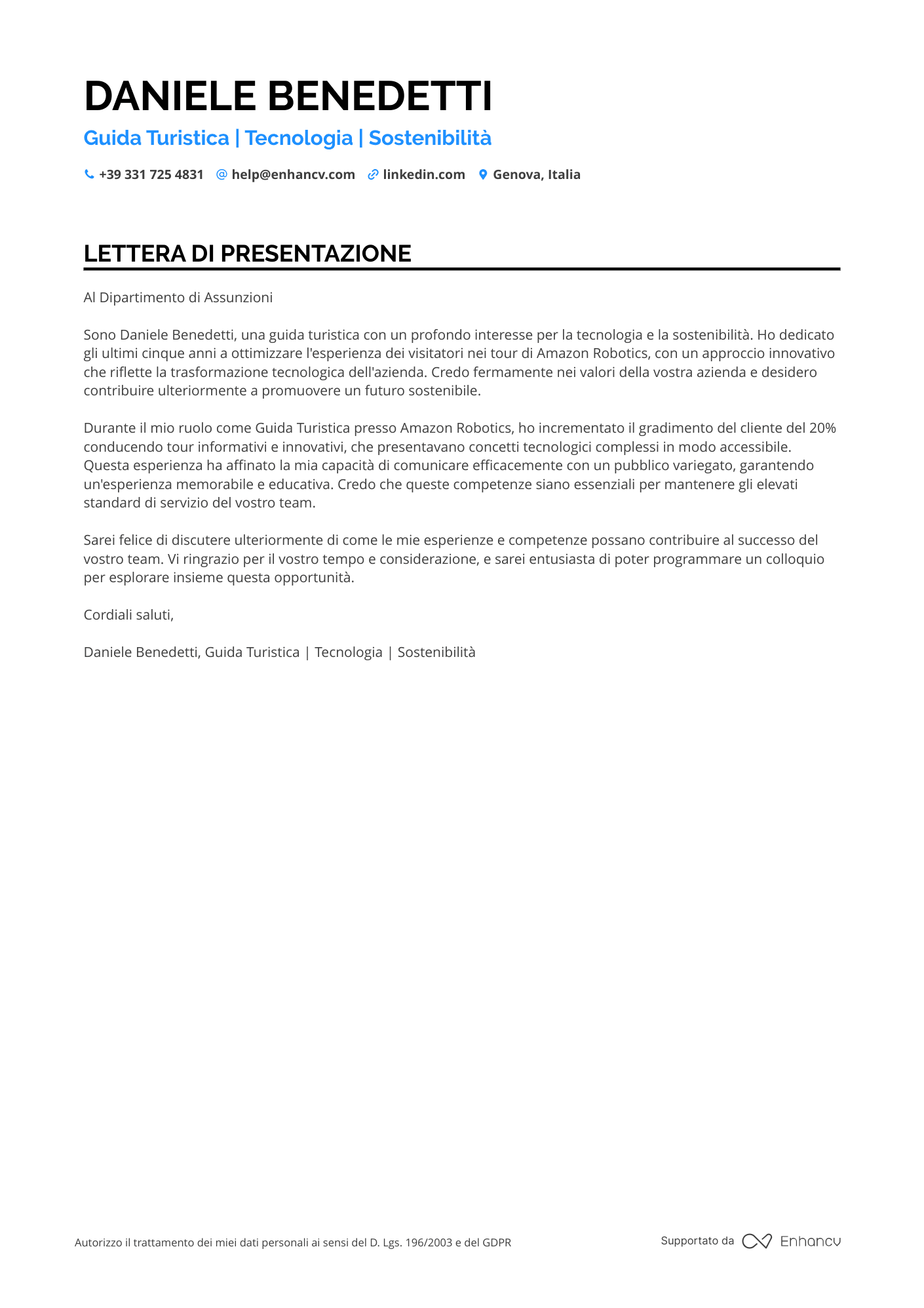Amazon Lettera di presentazione