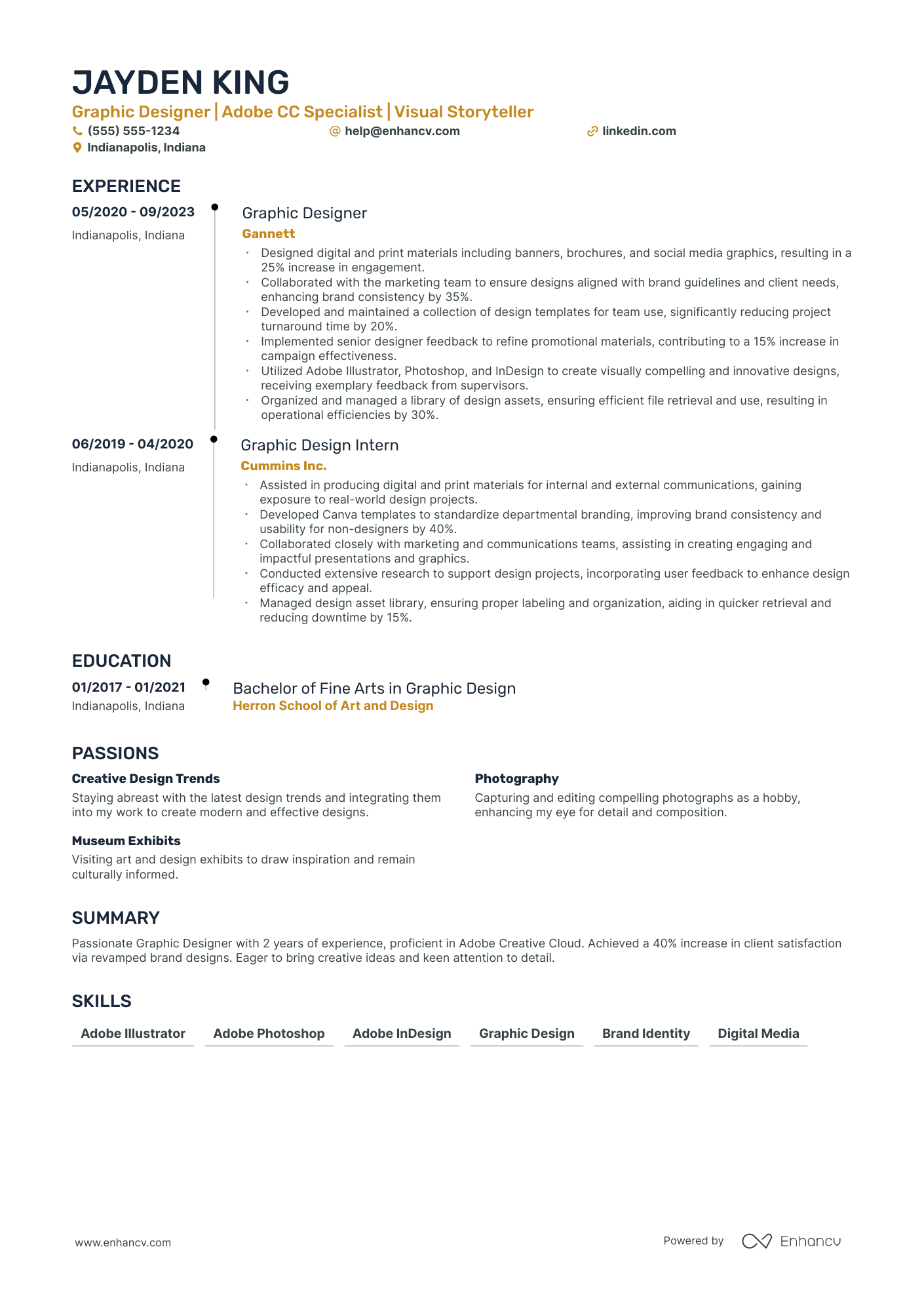 Graphic Designer resume example