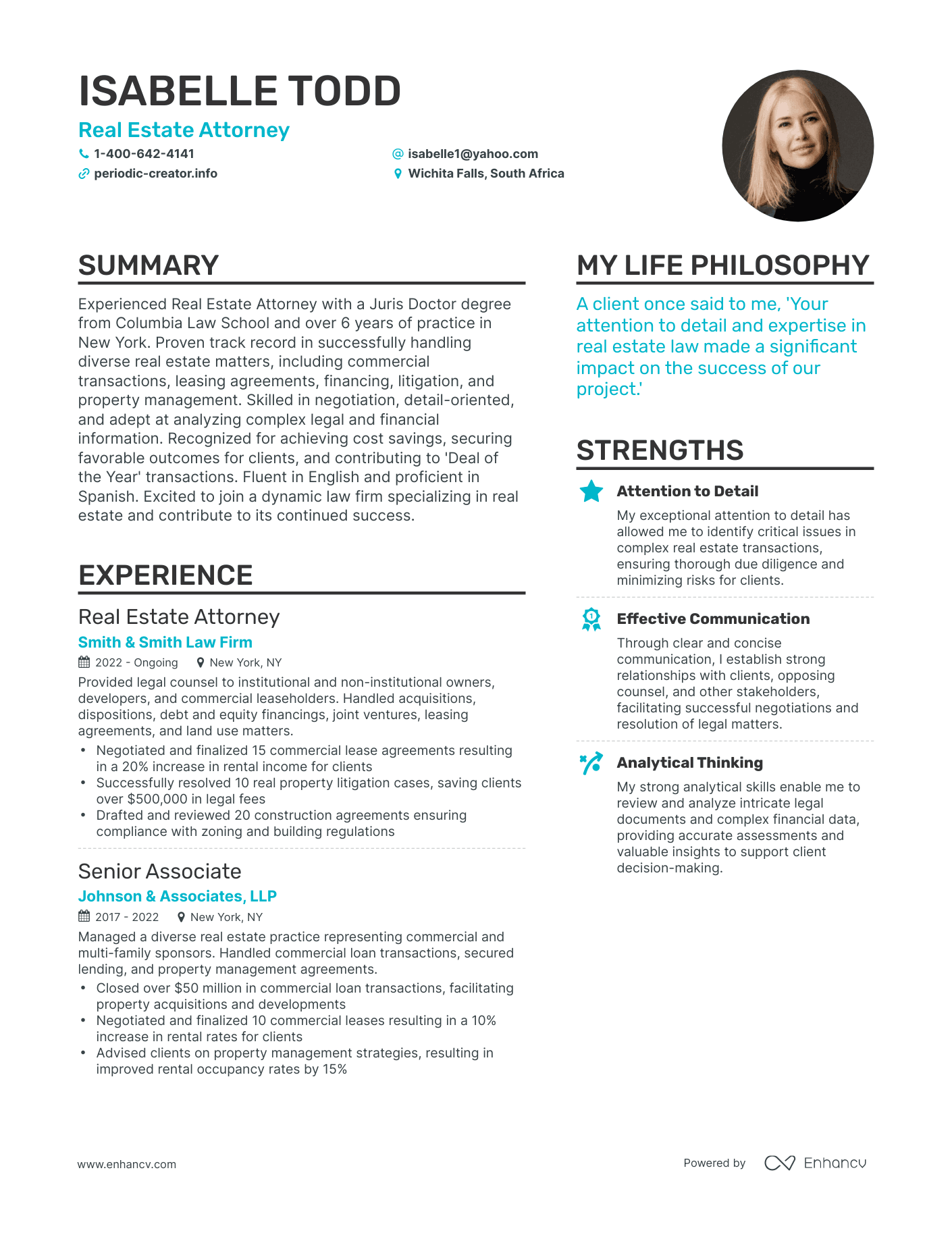 Real Estate Attorney resume example