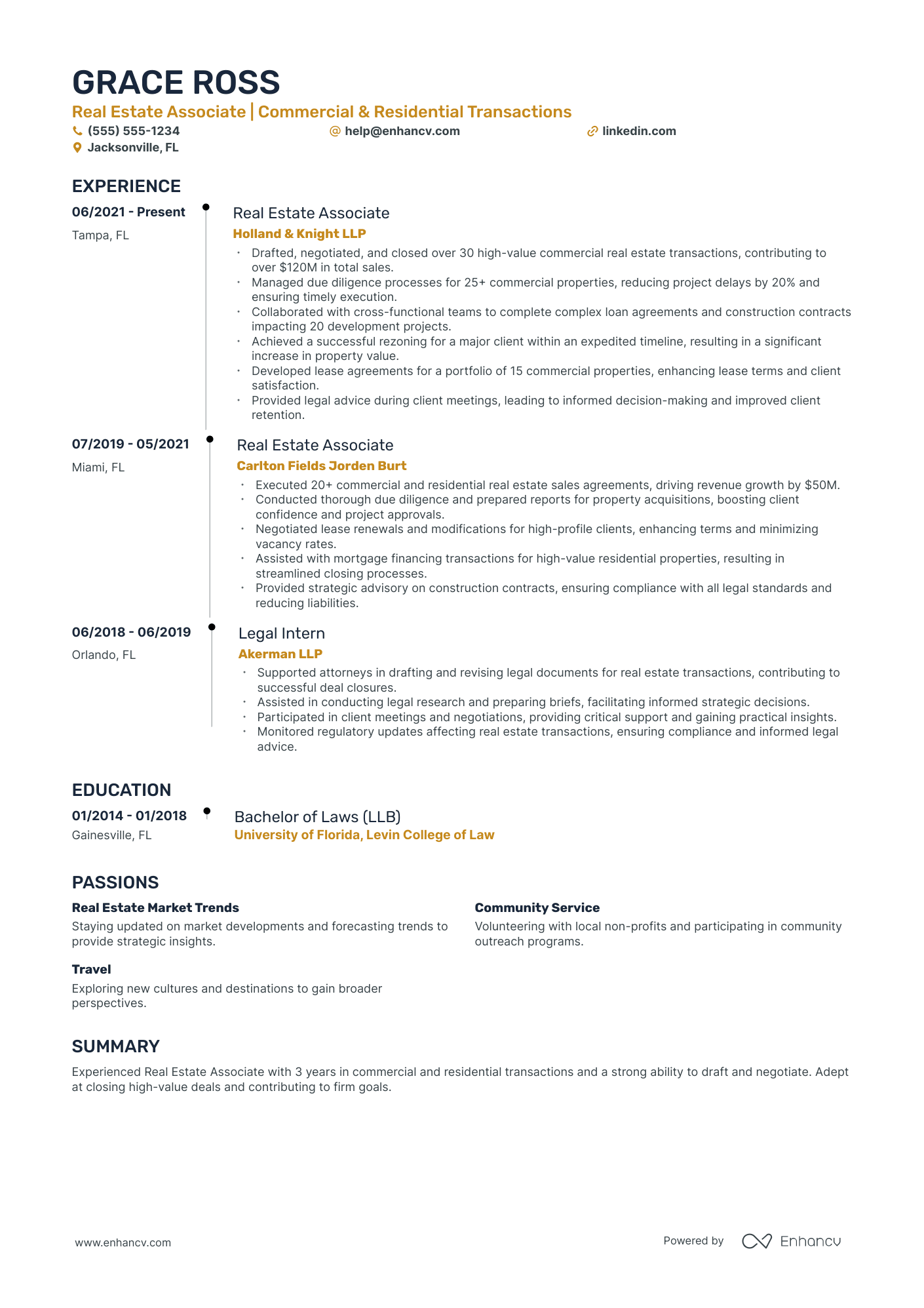 Real Estate Attorney resume example