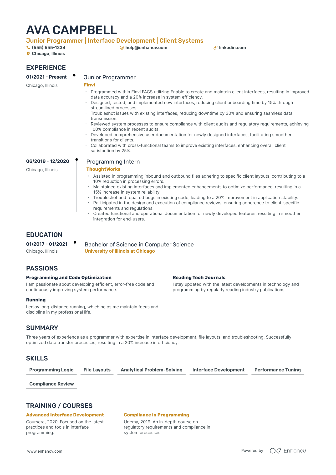 Senior Programmer resume example