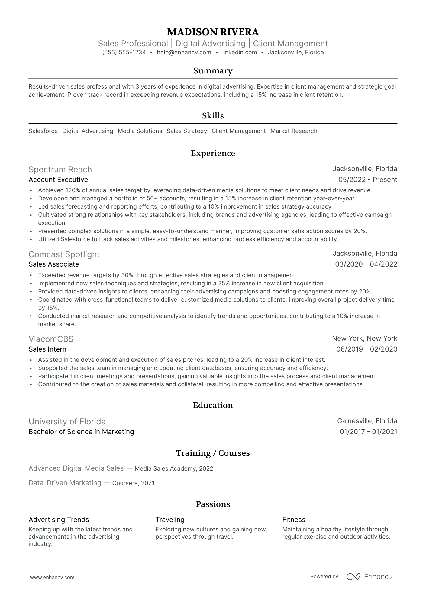 Advertising Account Executive resume example