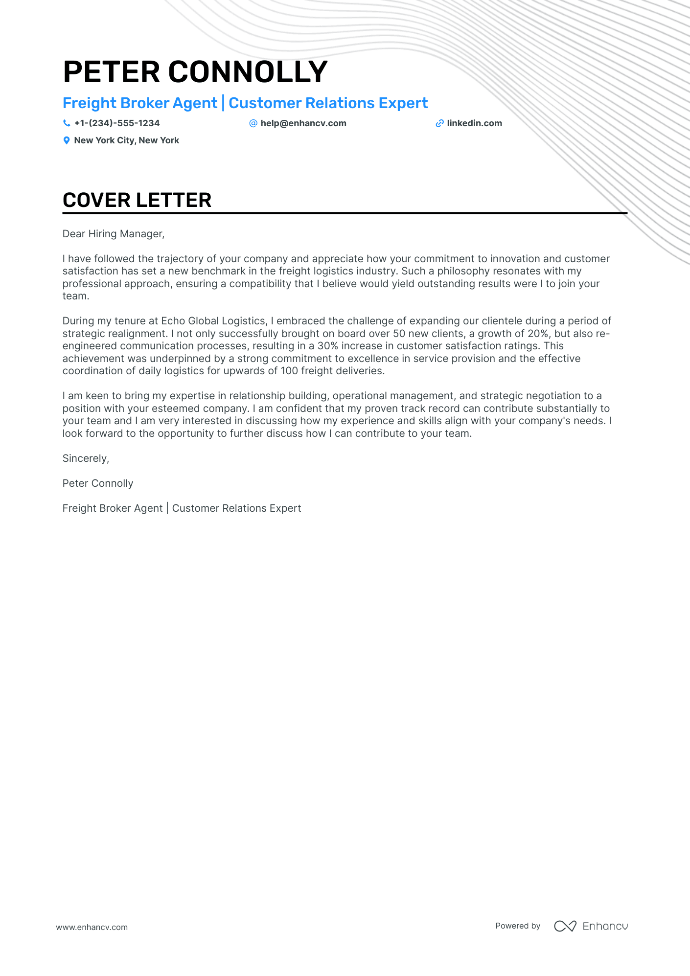 Freight Broker cover letter