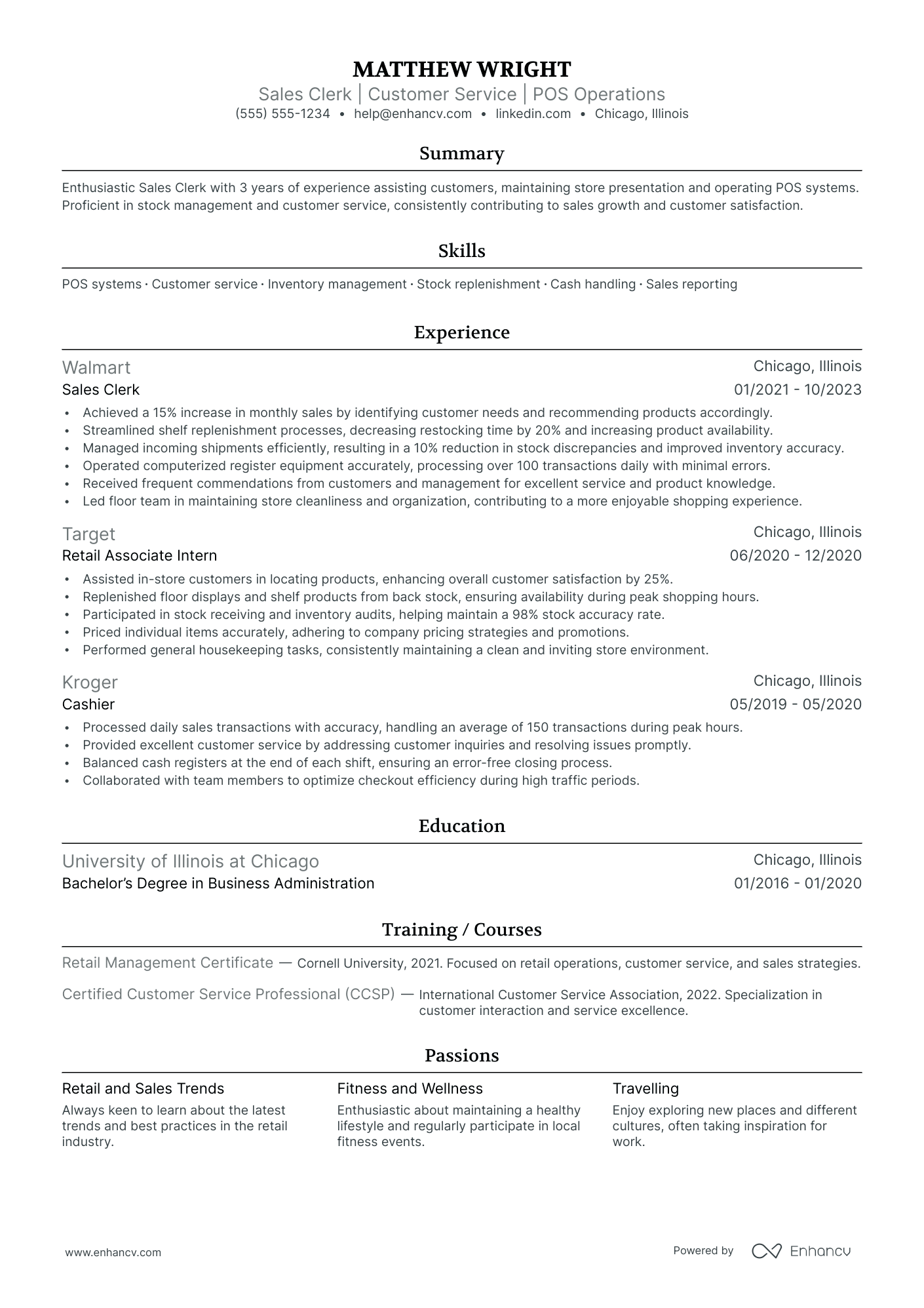 Retail Sales Clerk Resume Example Resume Example