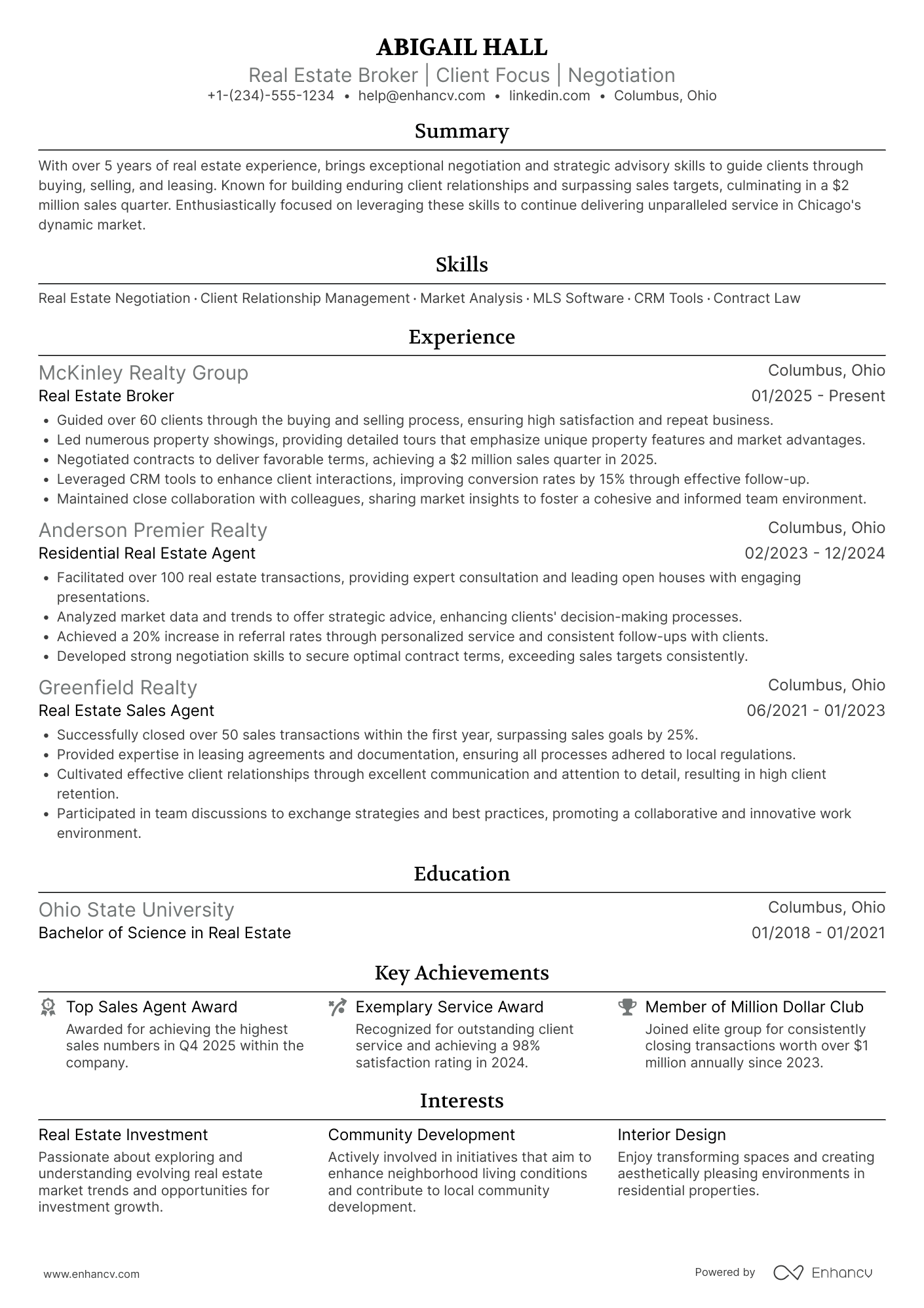 Real Estate Broker resume example