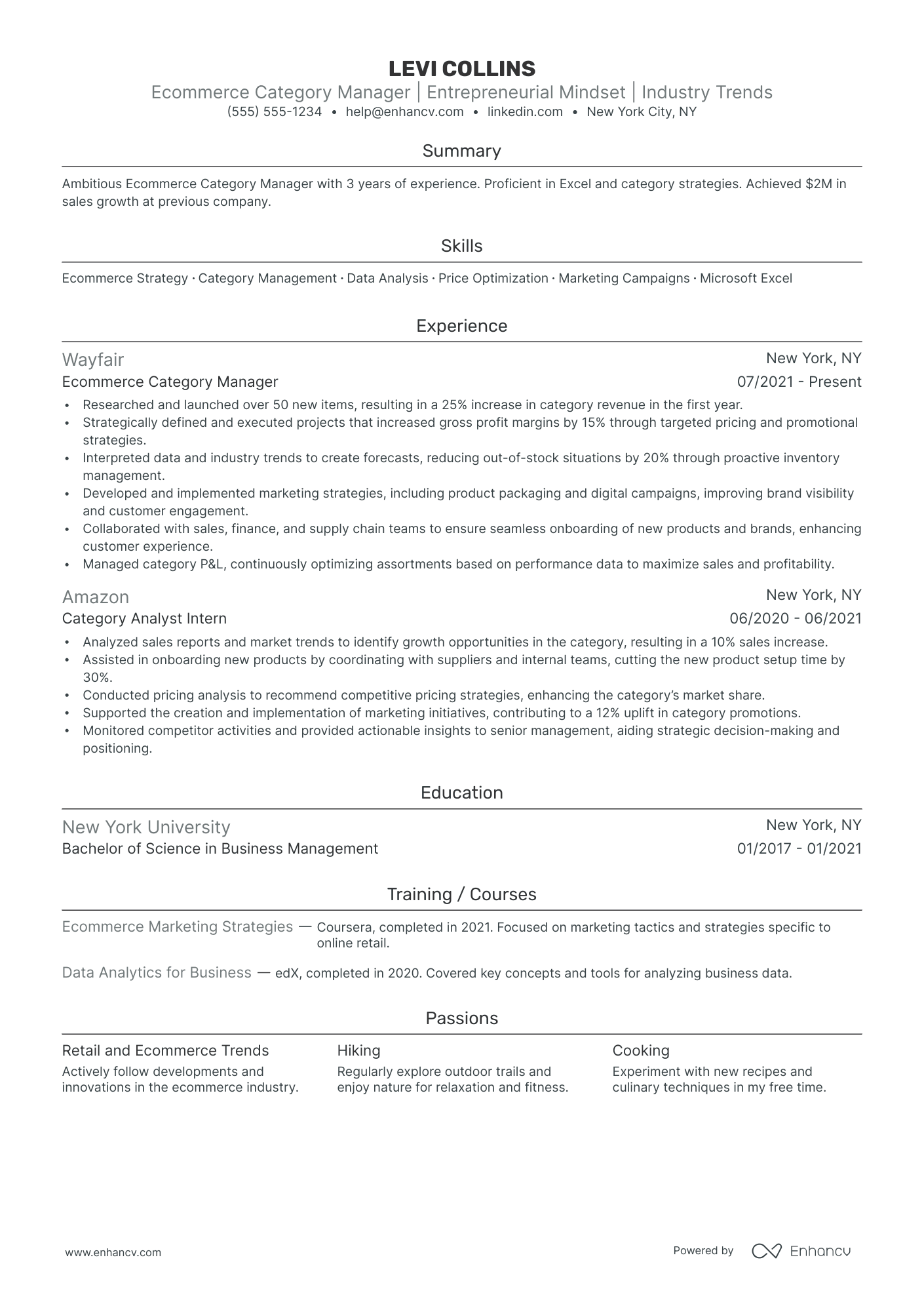 E-commerce Category Manager resume example