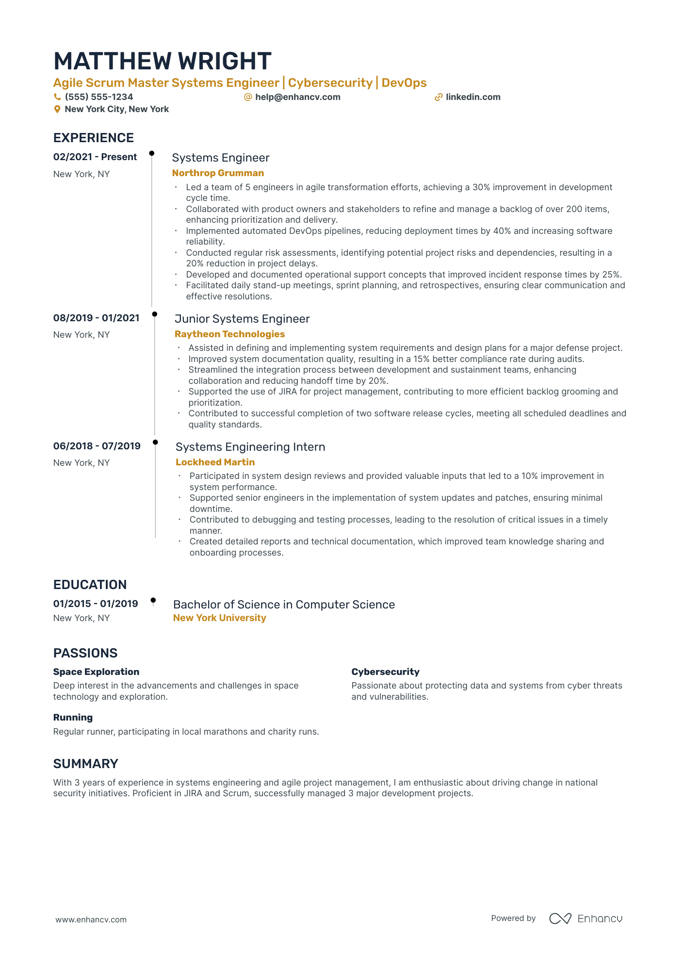 Agile Scrum Master resume example