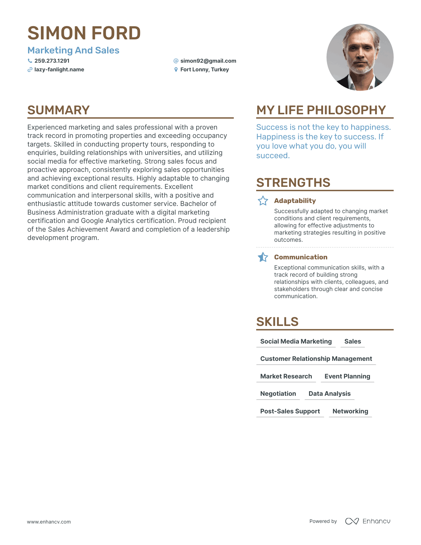 Modern Marketing And Sales Resume Example