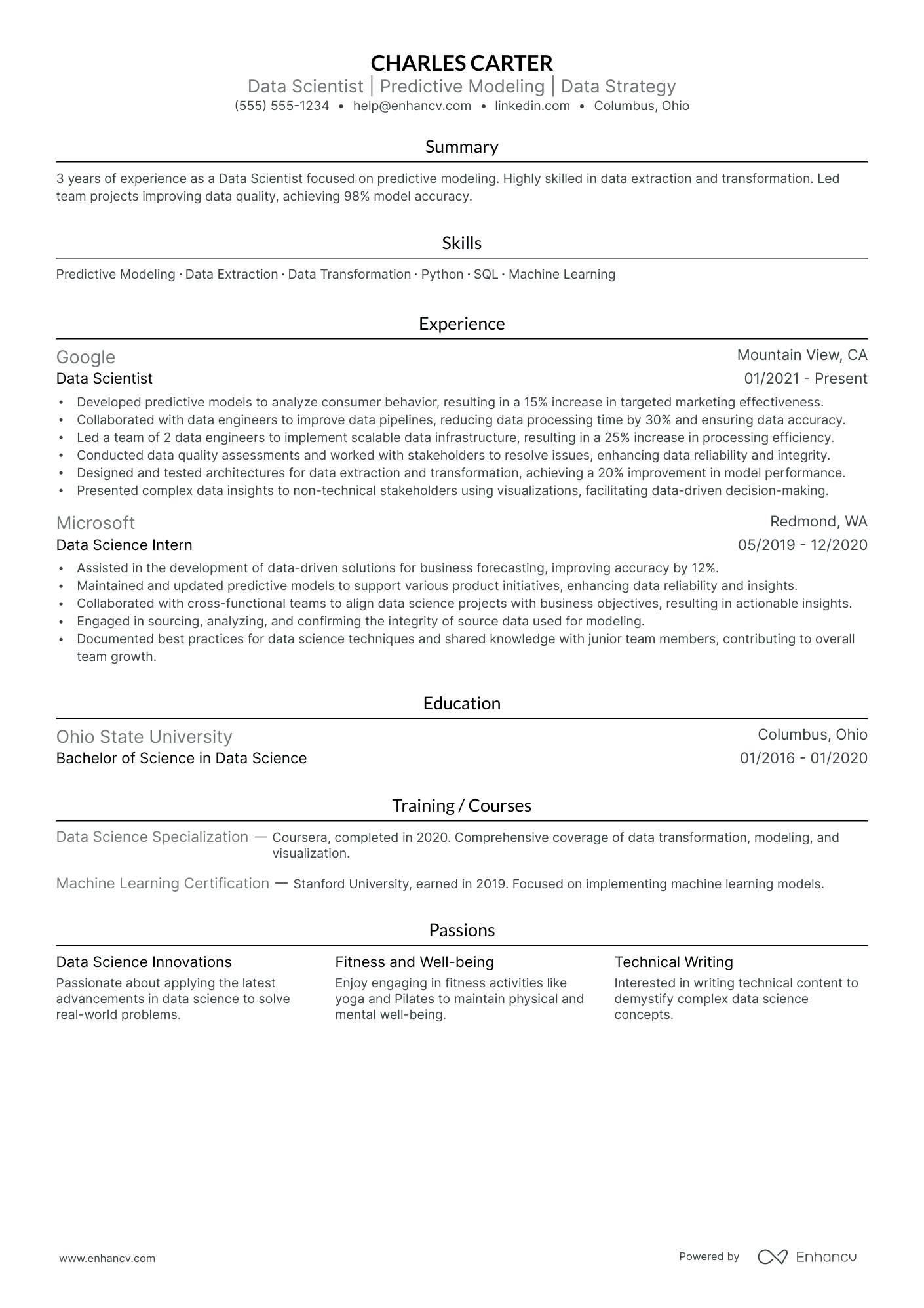 Lead Data Analyst resume example