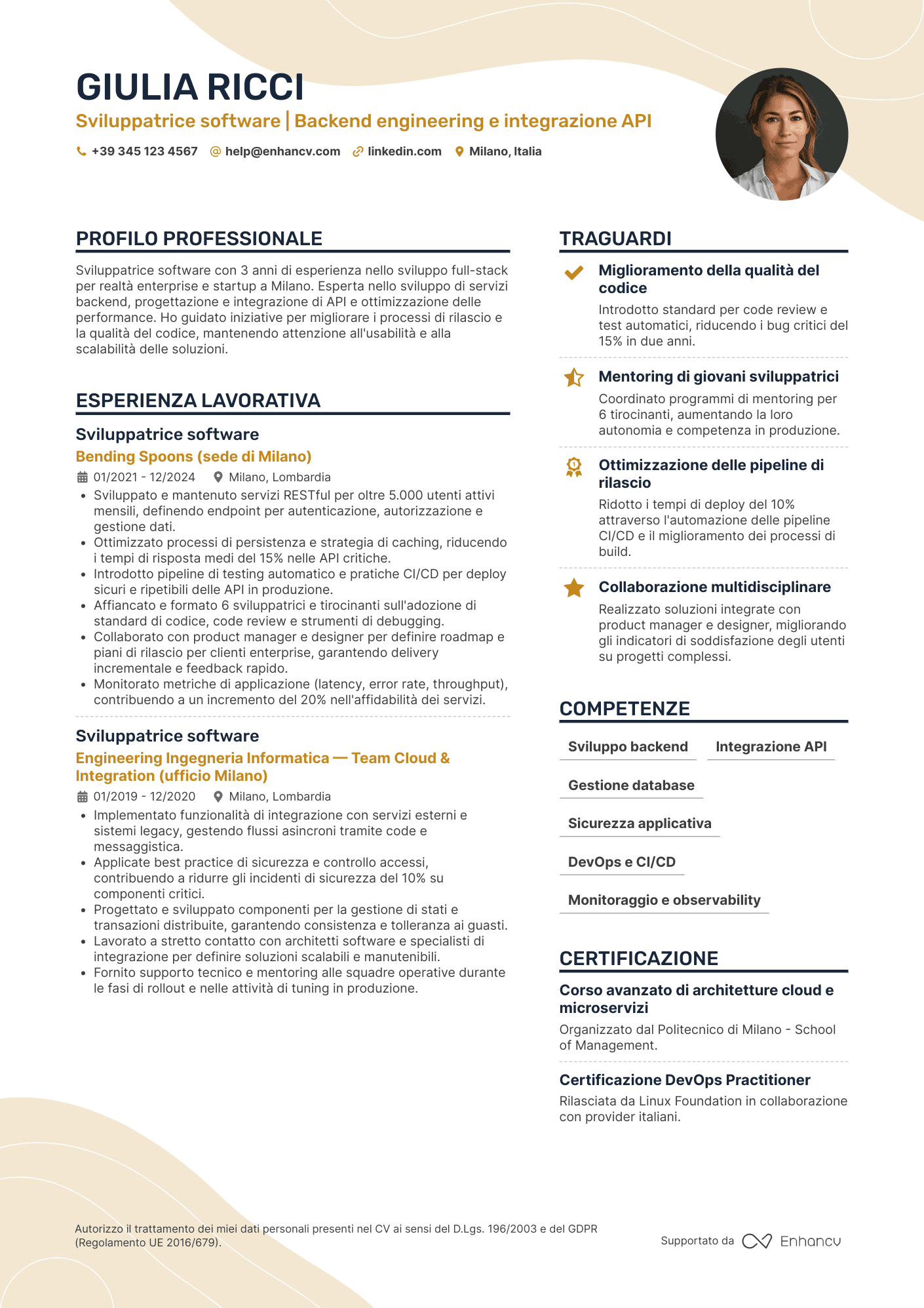 Doppia Colonna — Modelli di CV gratuiti