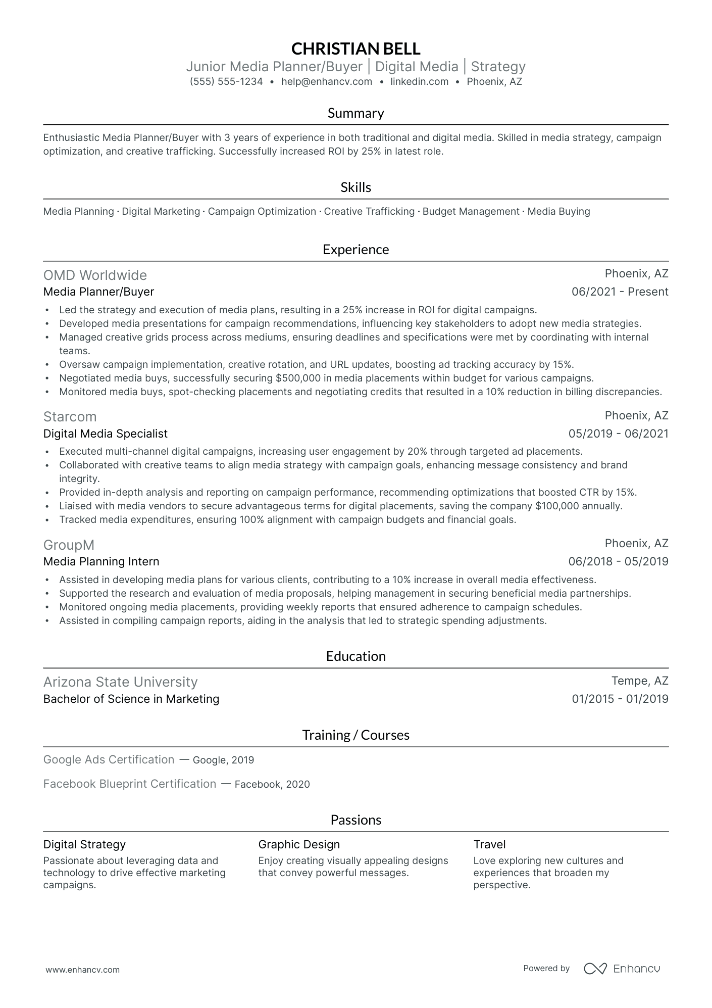 Media Planner and Buyer Resume Example Resume Example