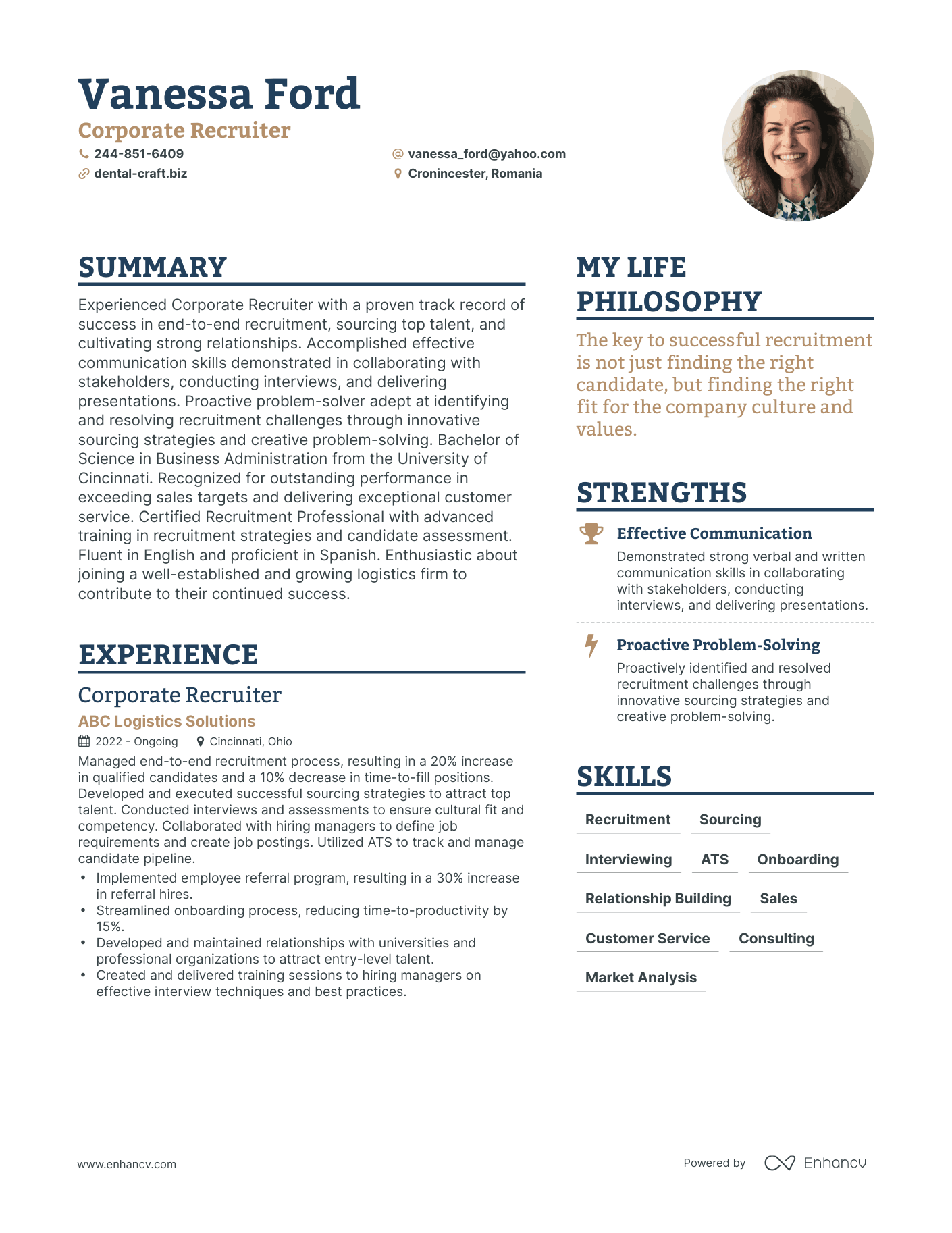 Modern Corporate Recruiter Resume Example