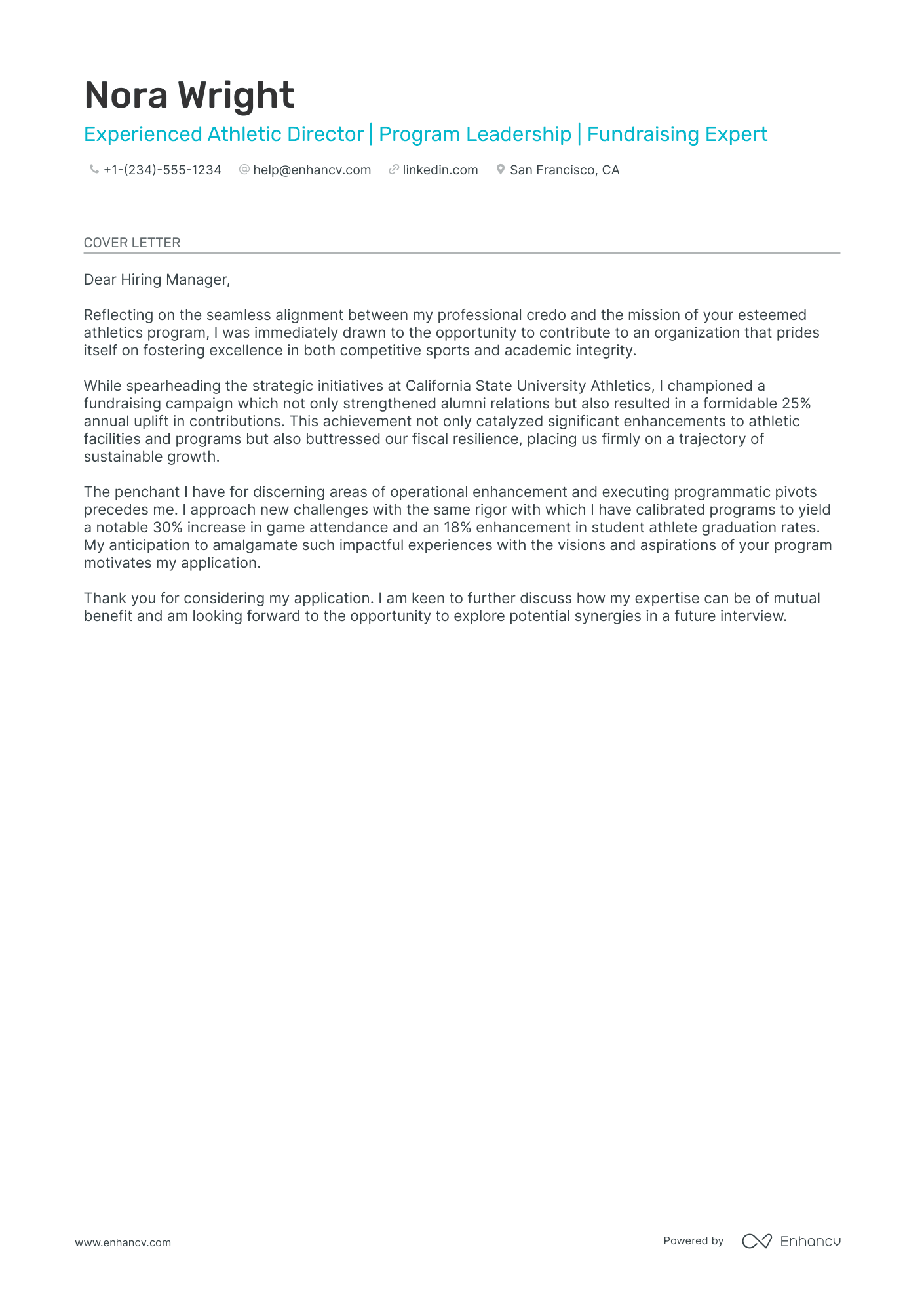 Athletic Director cover letter