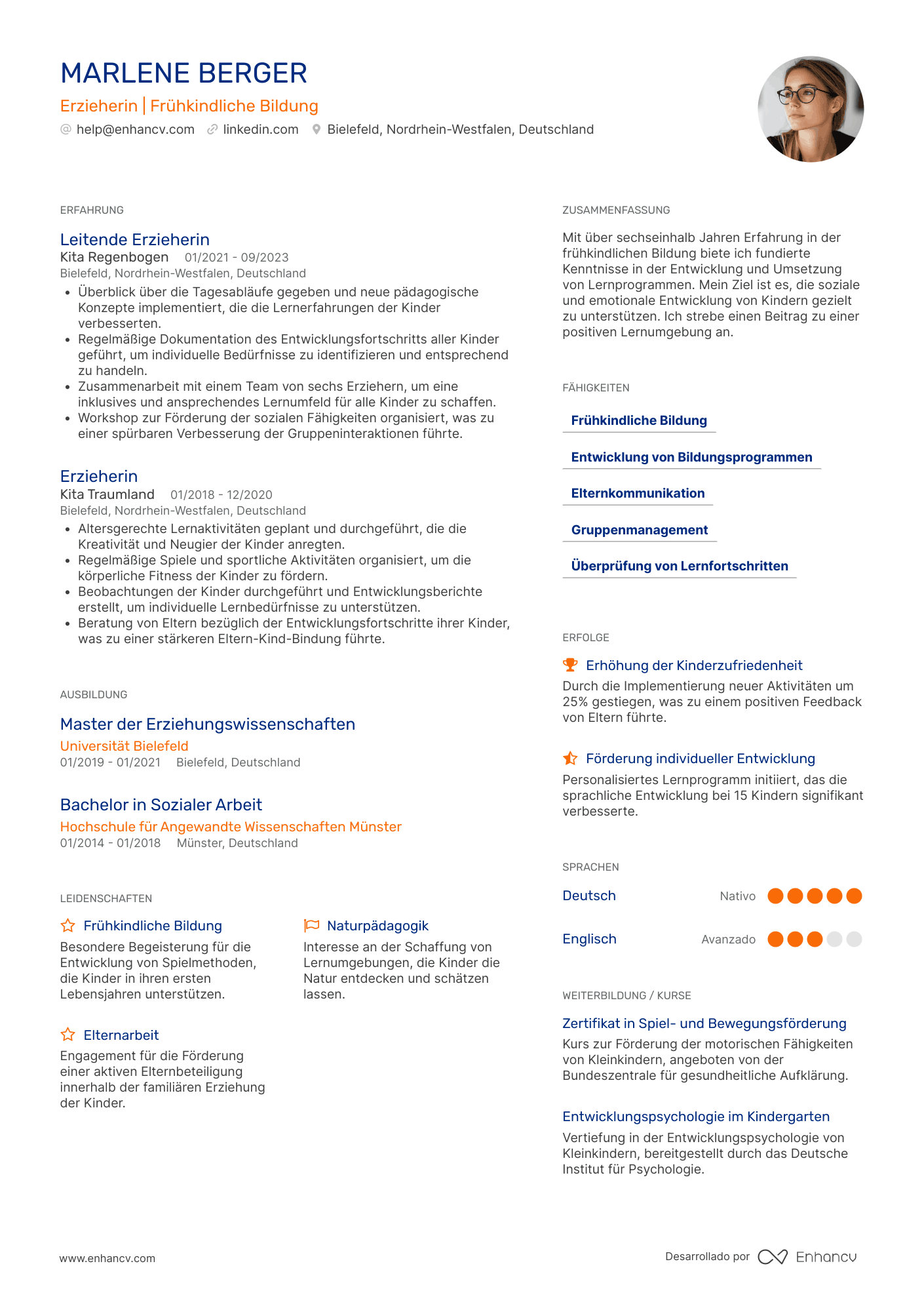 Erzieherin CV
