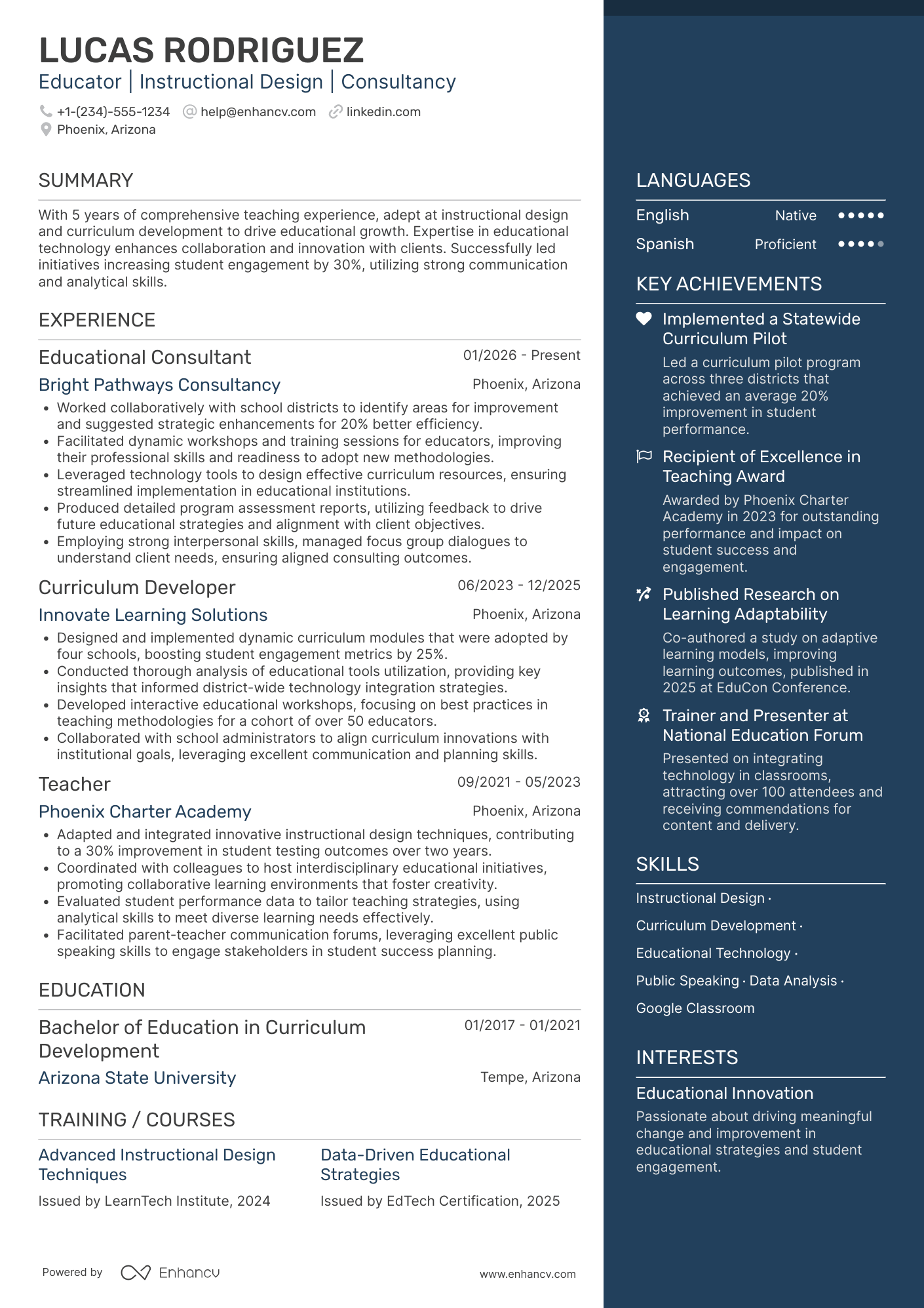 Transitioning Teacher resume example