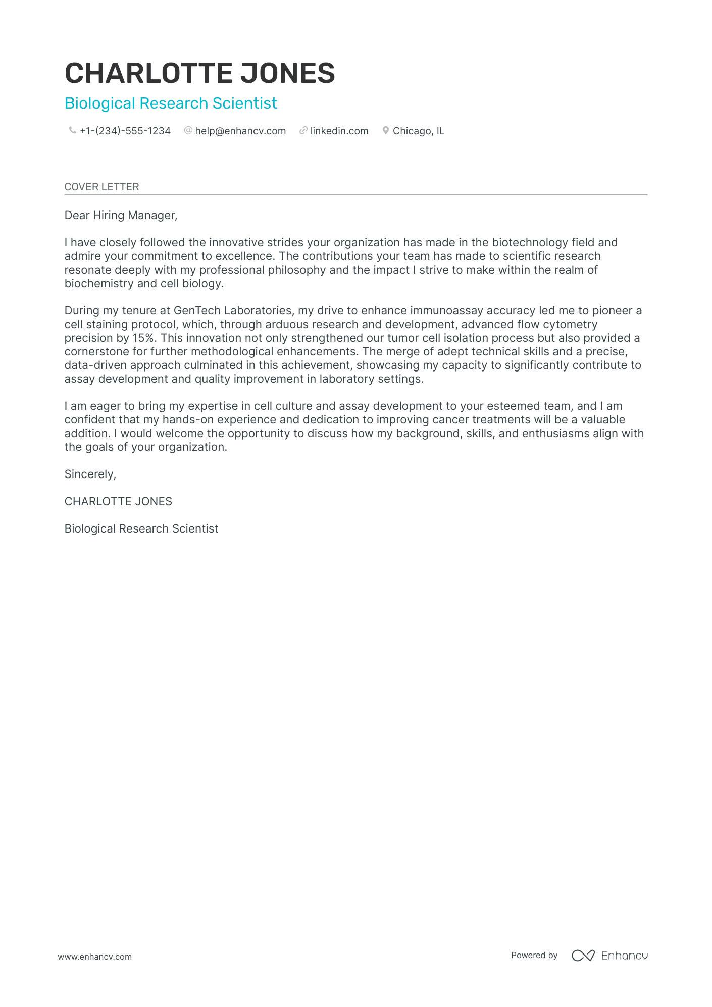 Scientist cover letter