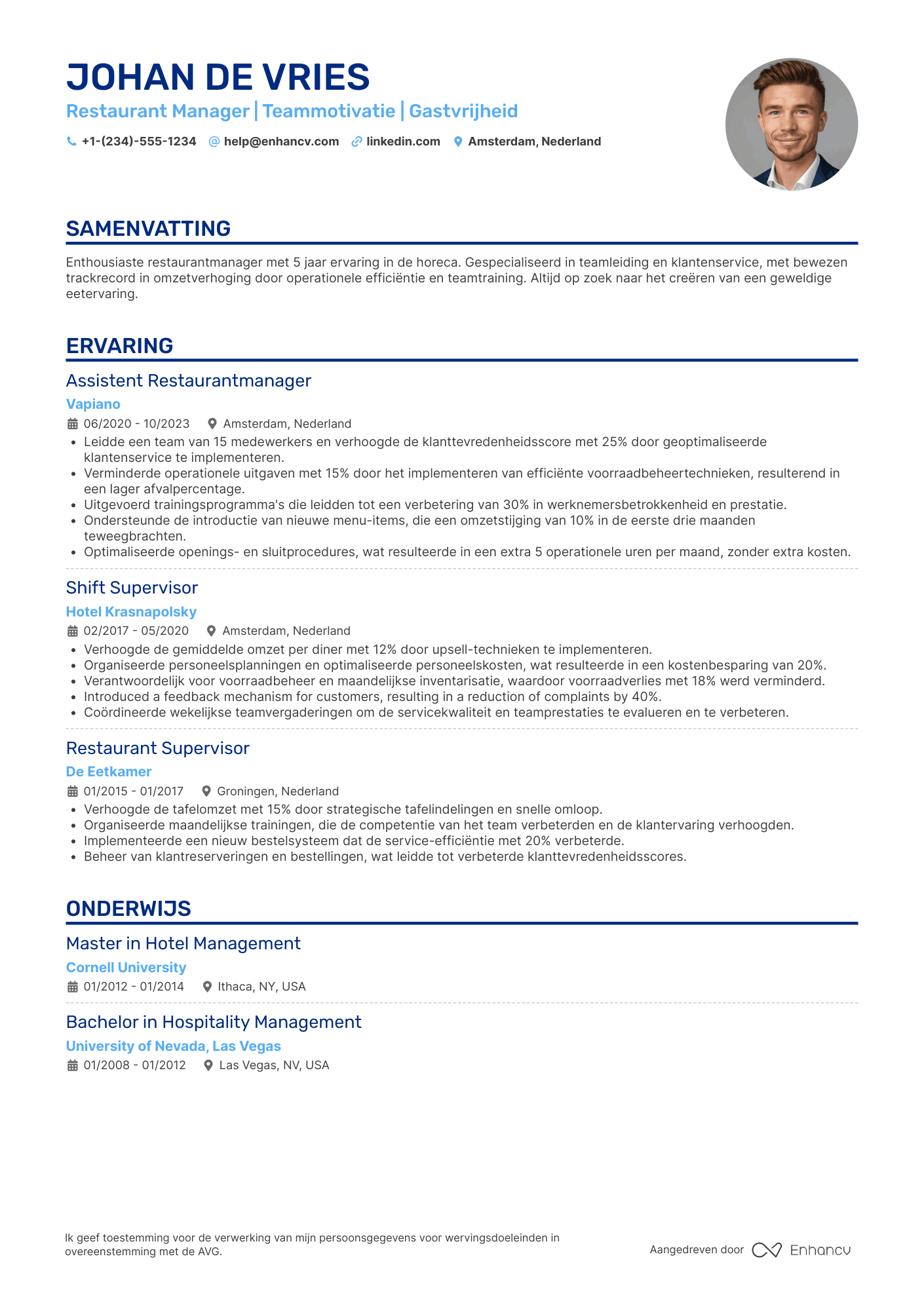 Restaurant Manager CV