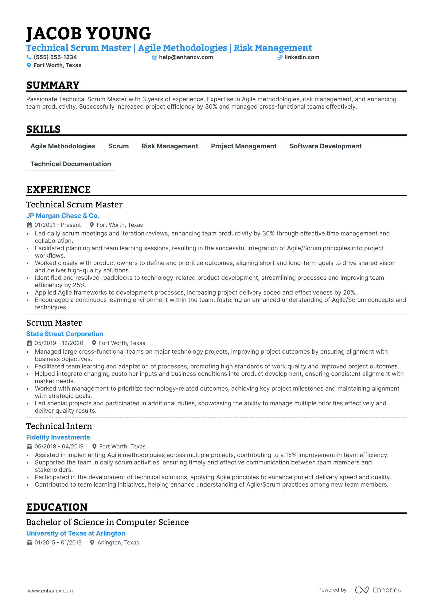 IT Scrum Master resume example