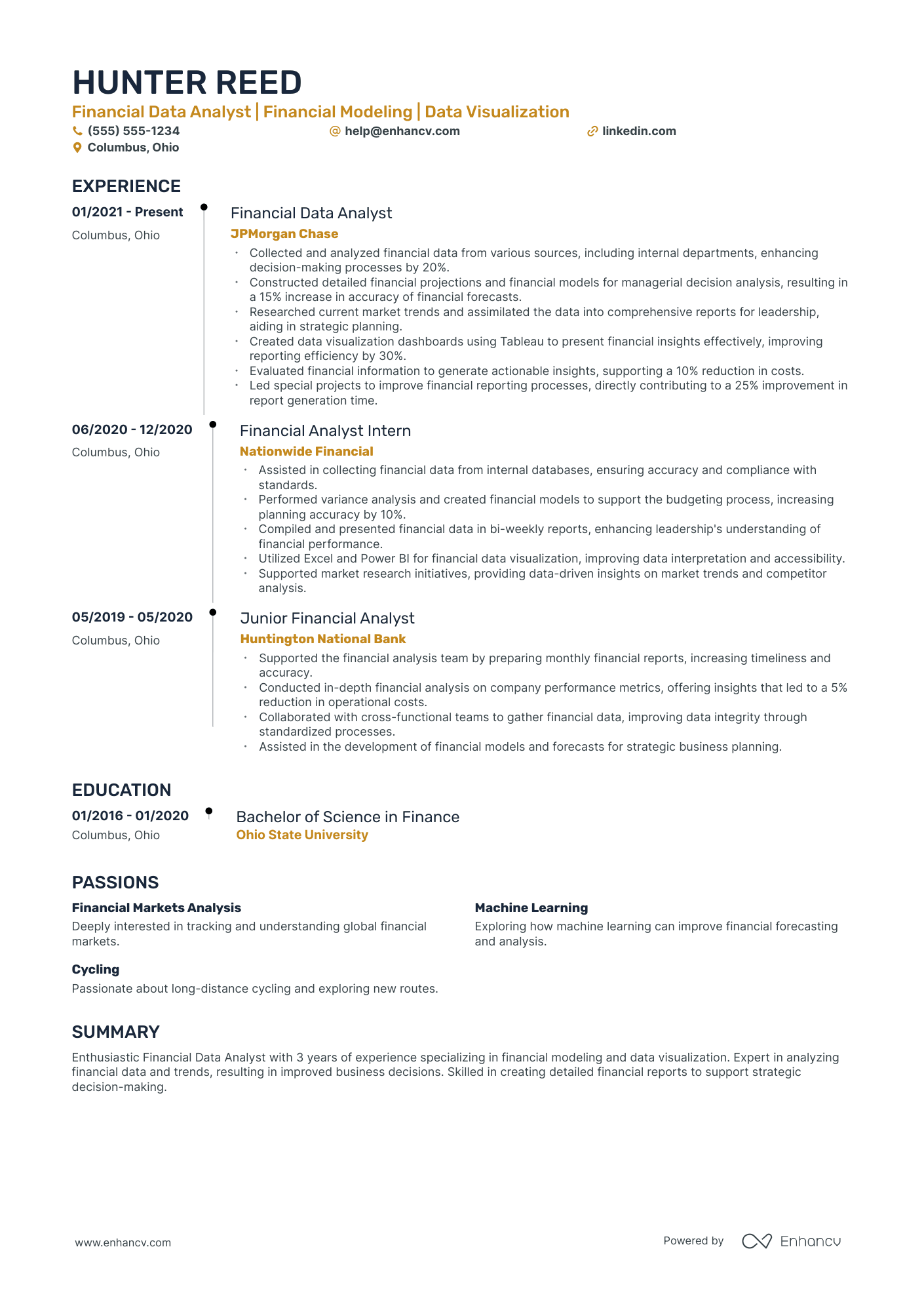 Financial Data Analyst resume example