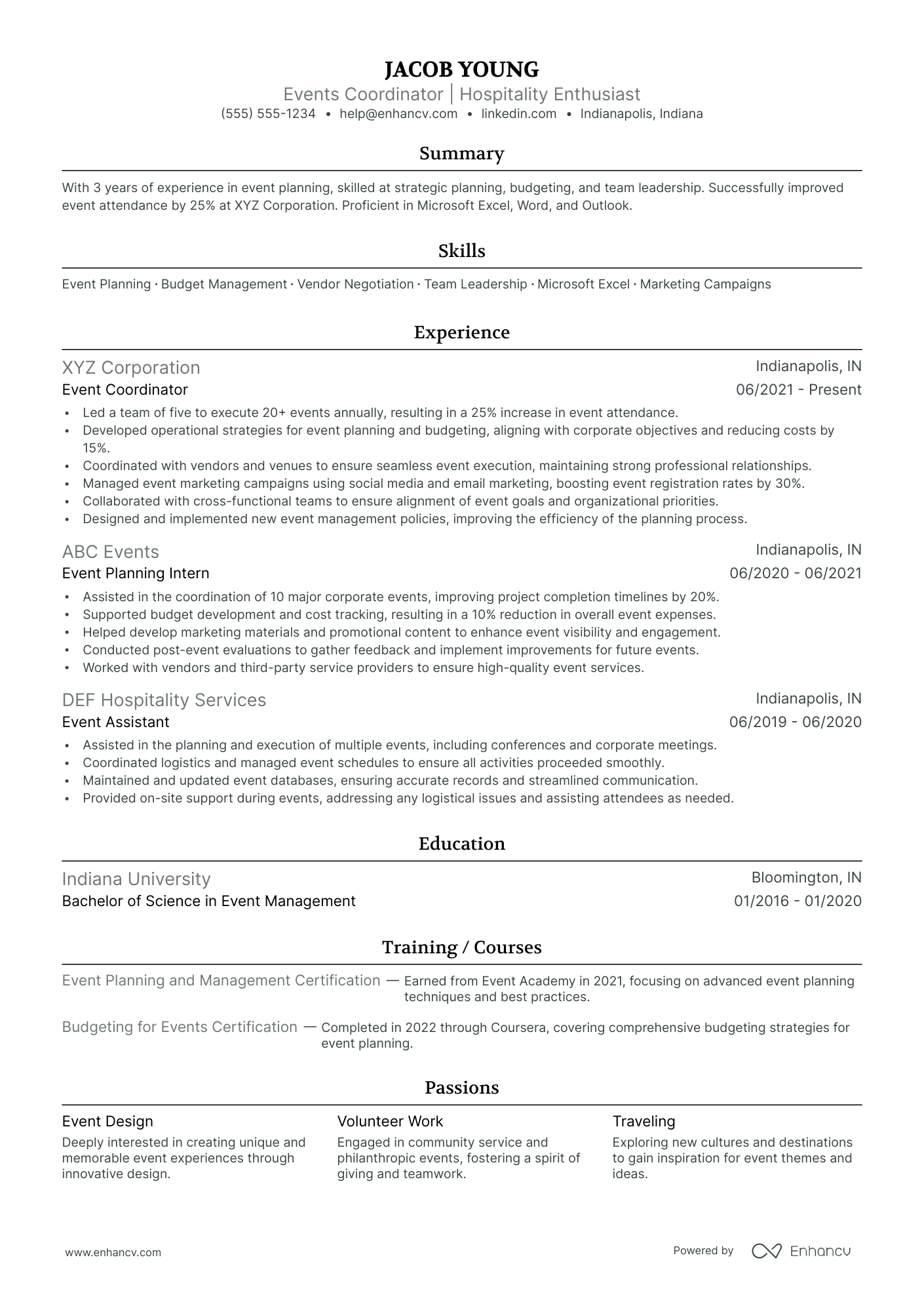 Director of Hospitality resume example