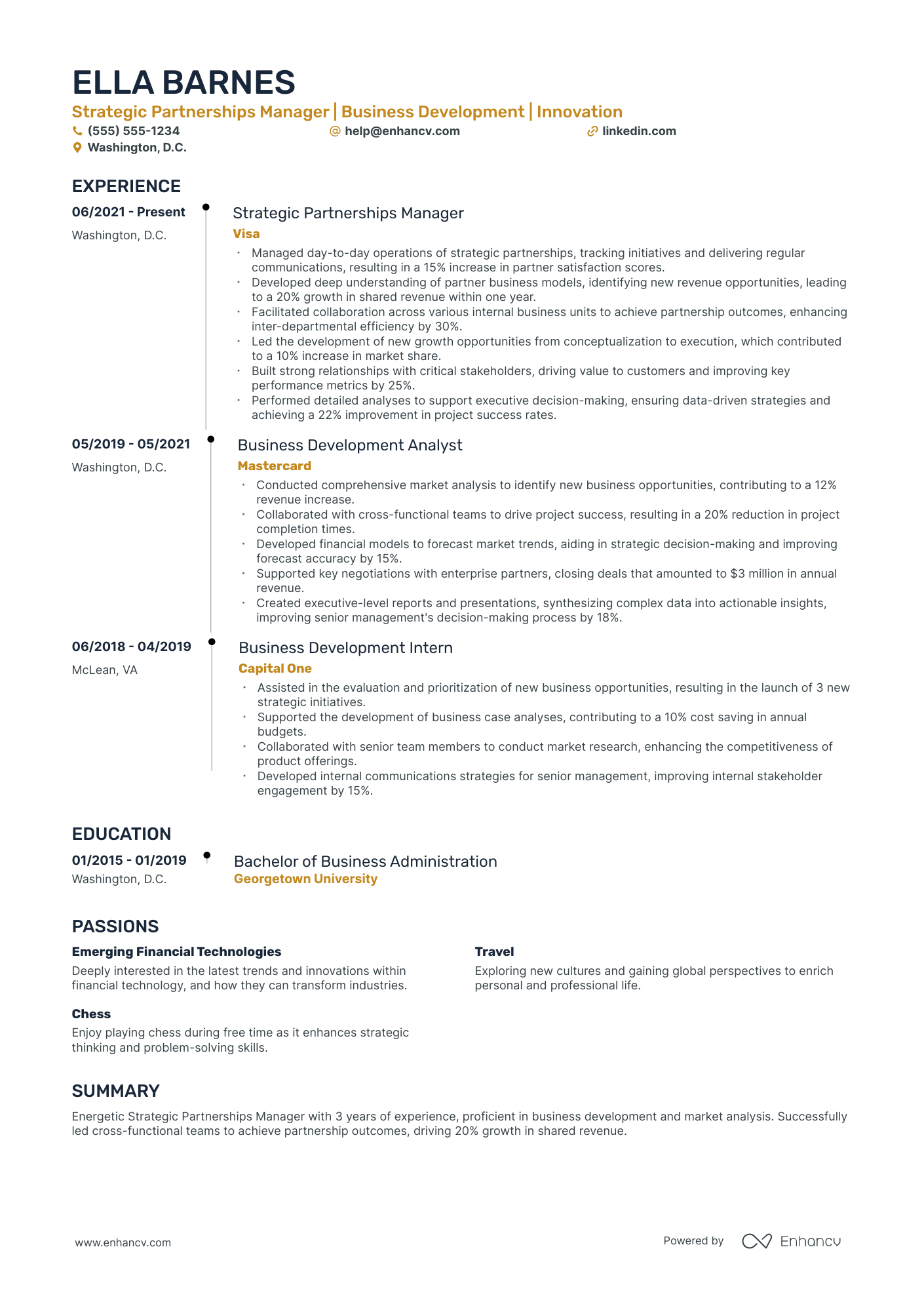 Business Development and Partnerships Manager Resume Example Resume Example