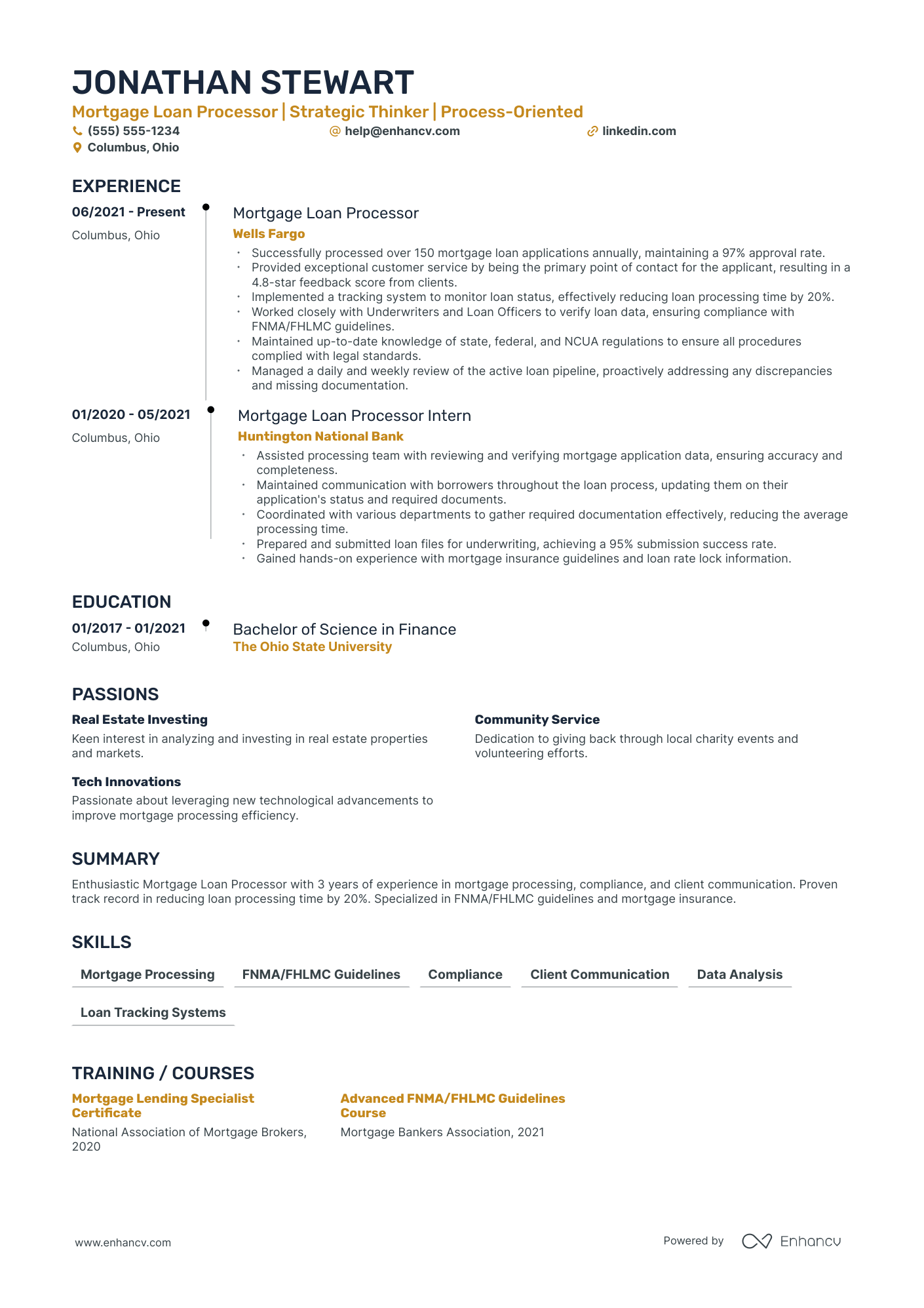 Loan Processor resume example