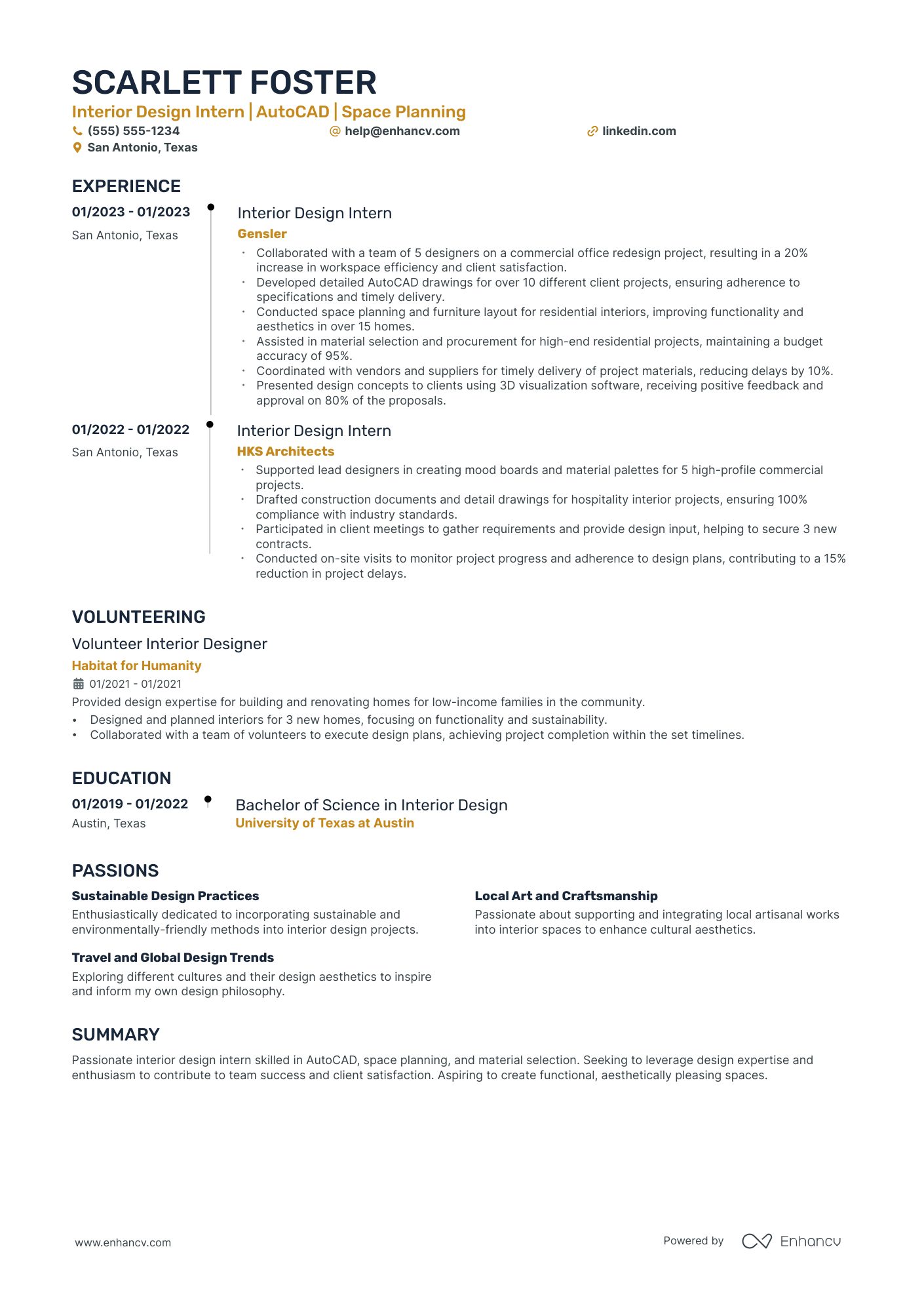 Entry-Level Interior Designer resume example