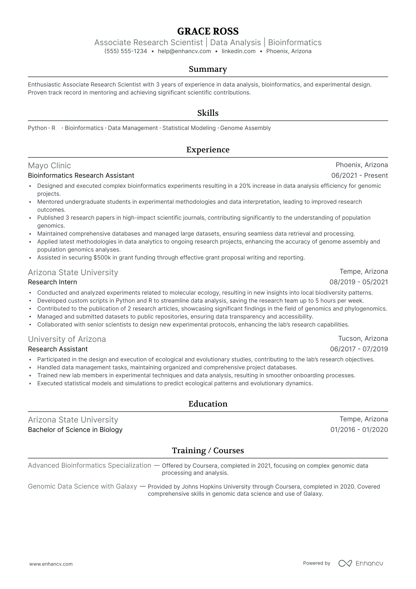 Associate Research Scientist resume example