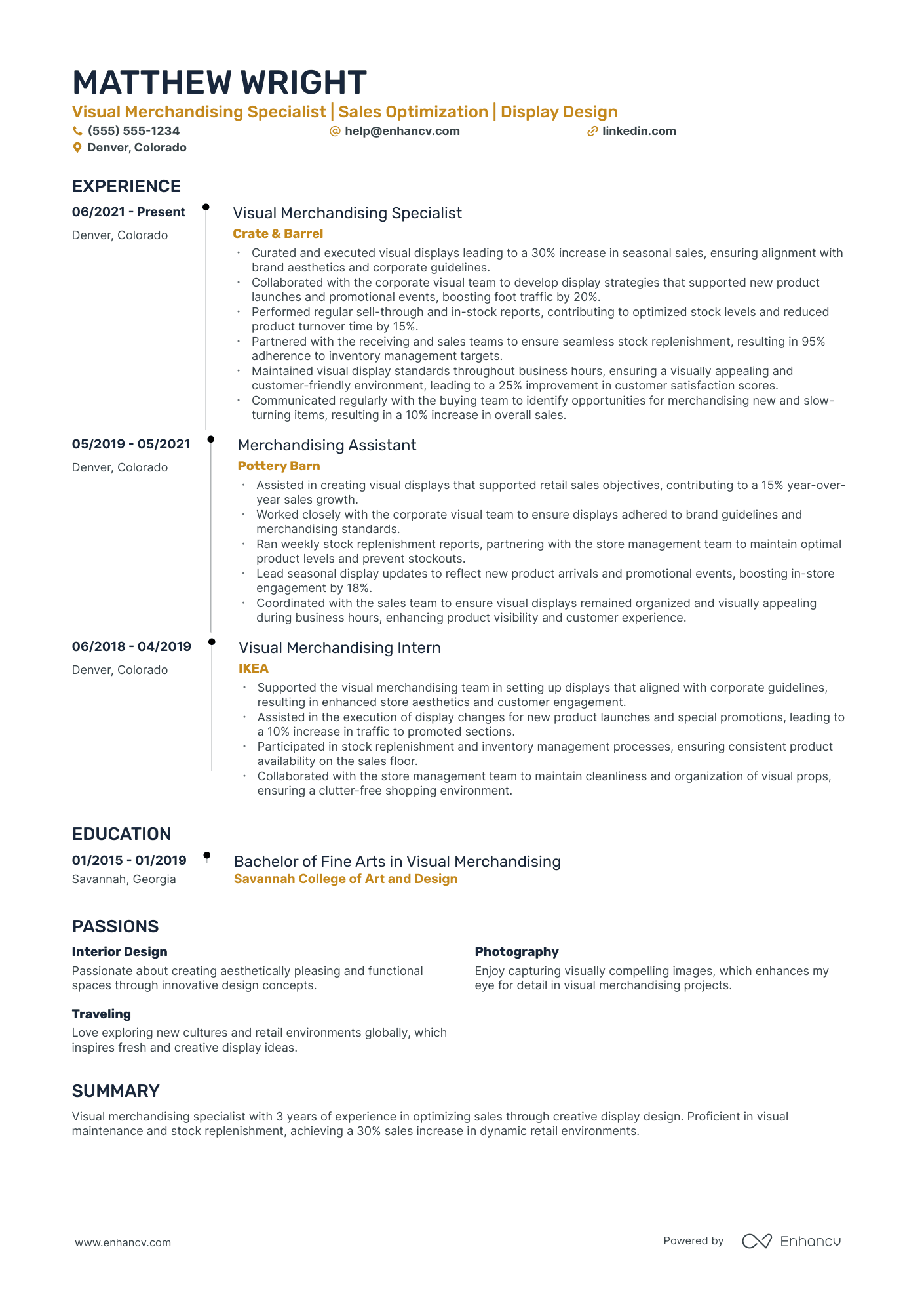 Visual Merchandising Team Leader resume example