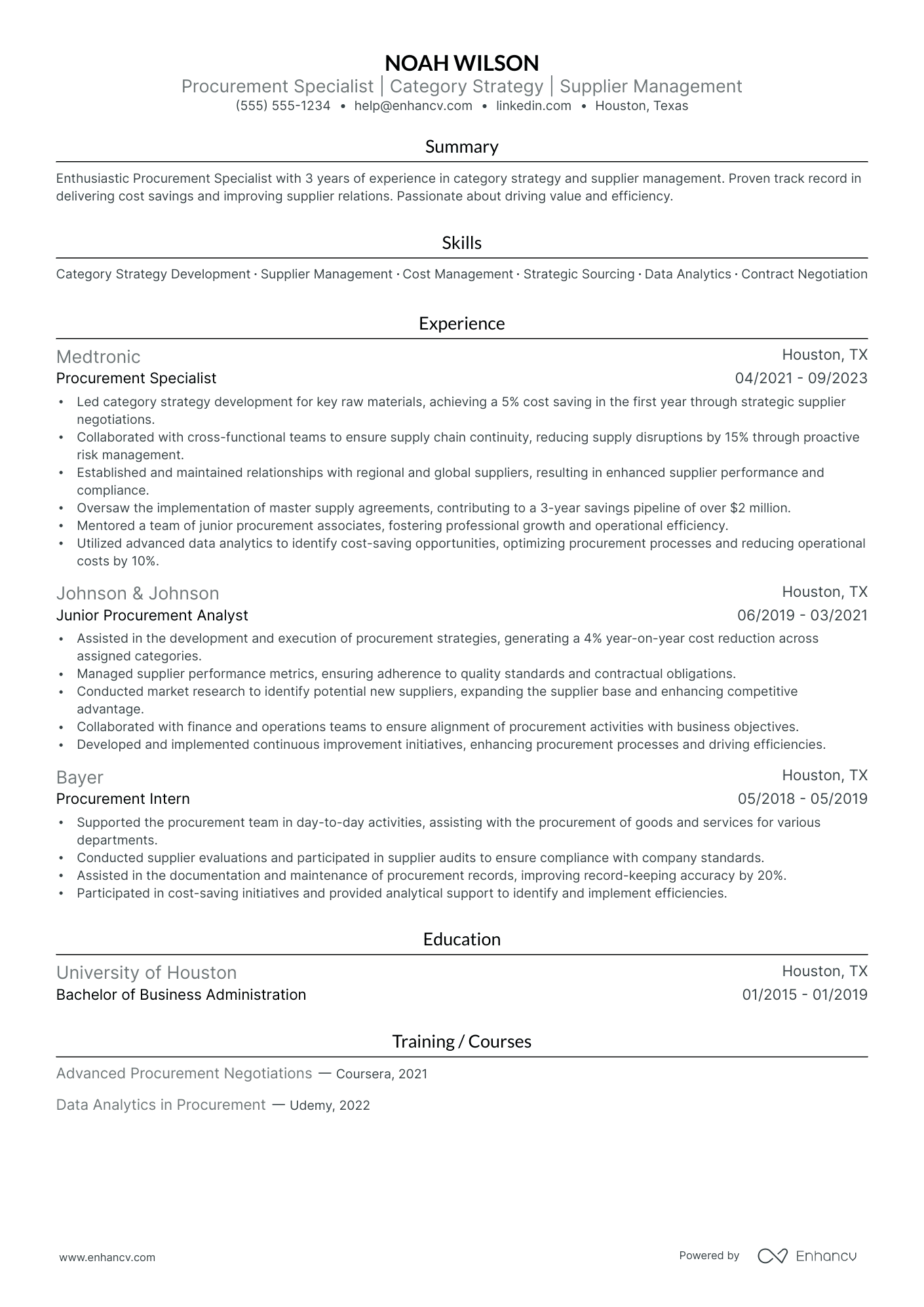 Global Category Manager resume example