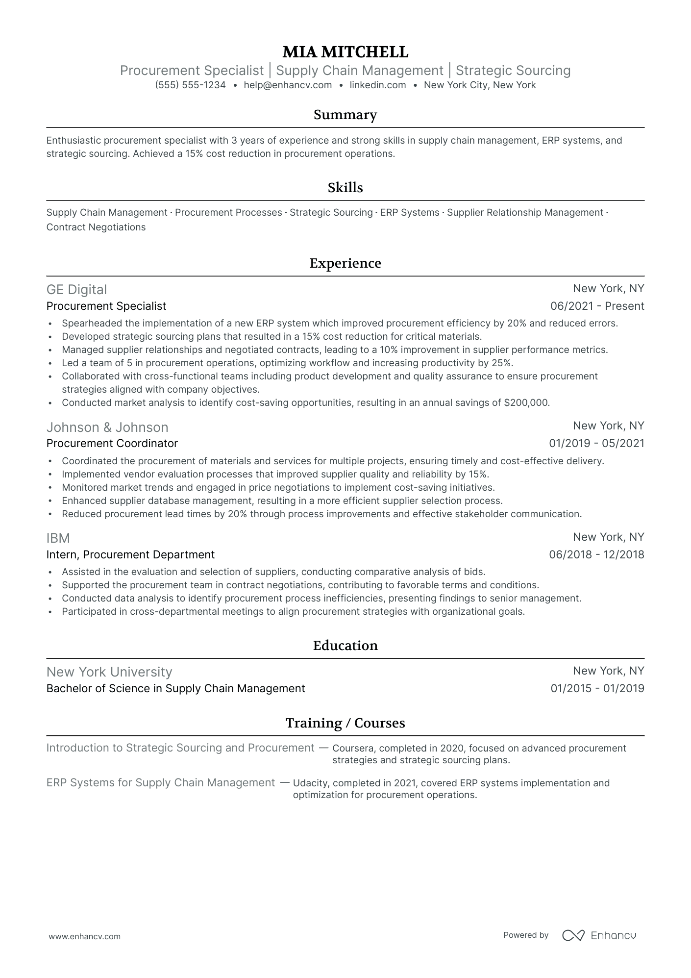 Director of Procurement resume example