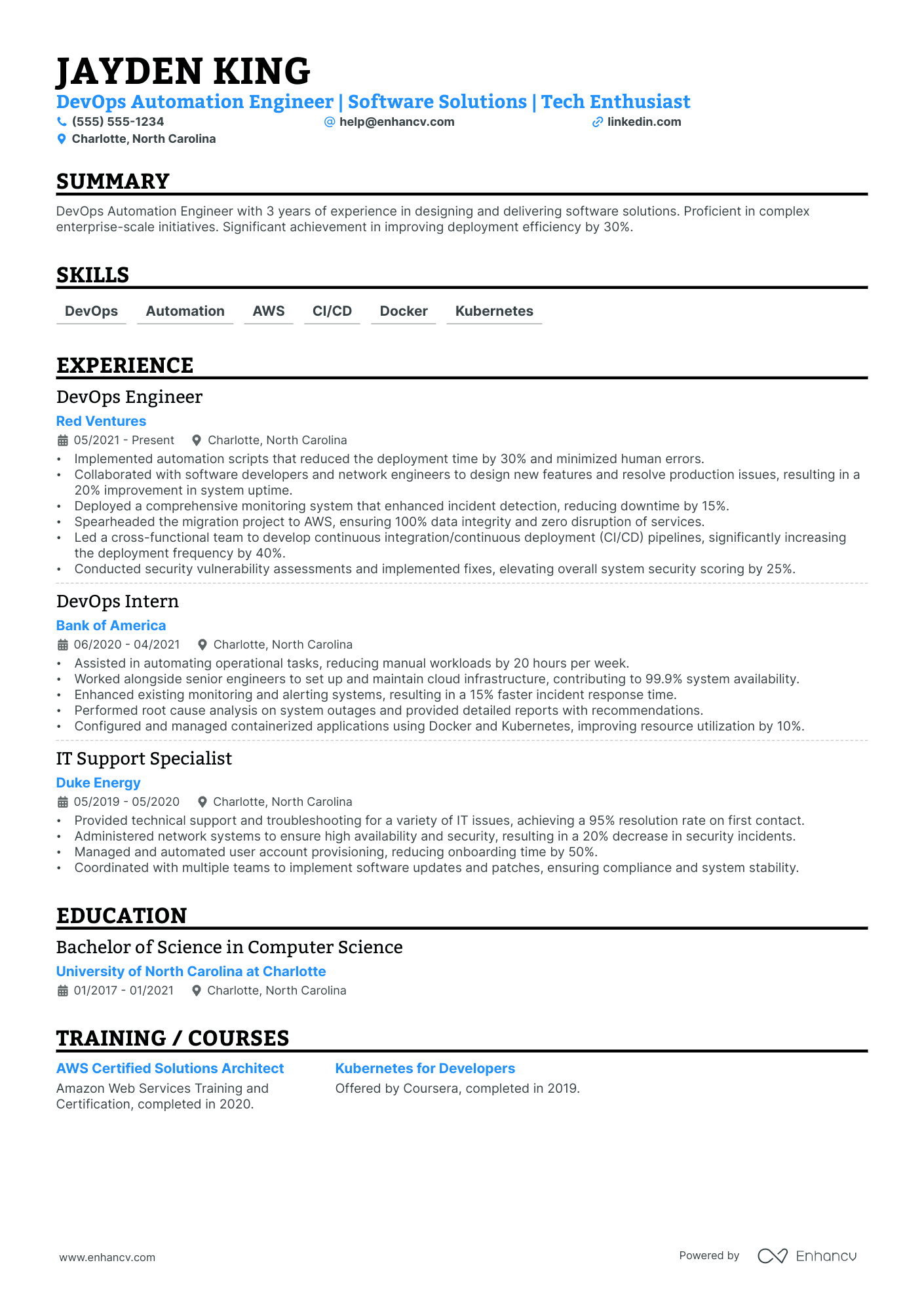 DevOps Automation Engineer resume example