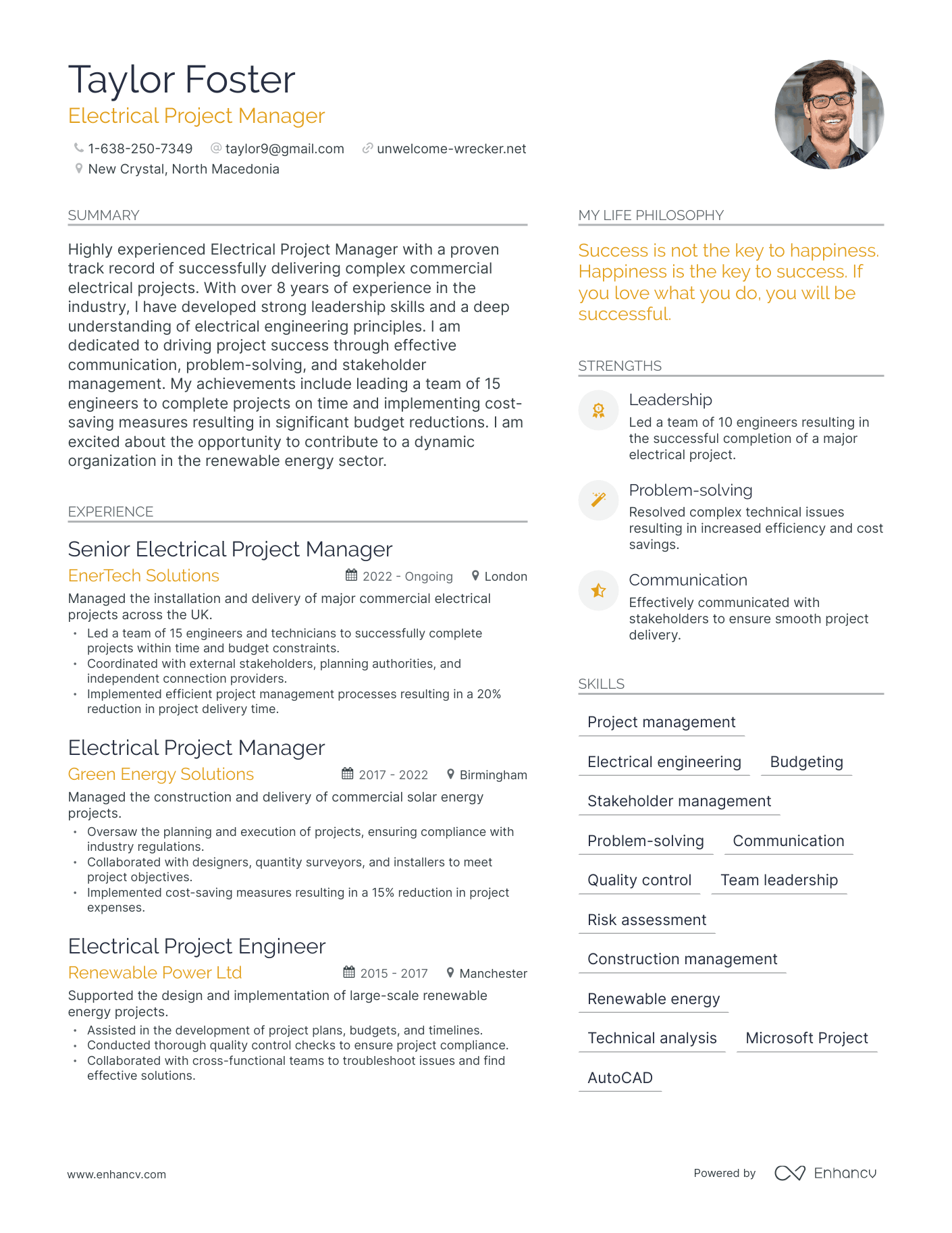 3 Successful Electrical Project Manager Resume Examples And Writing