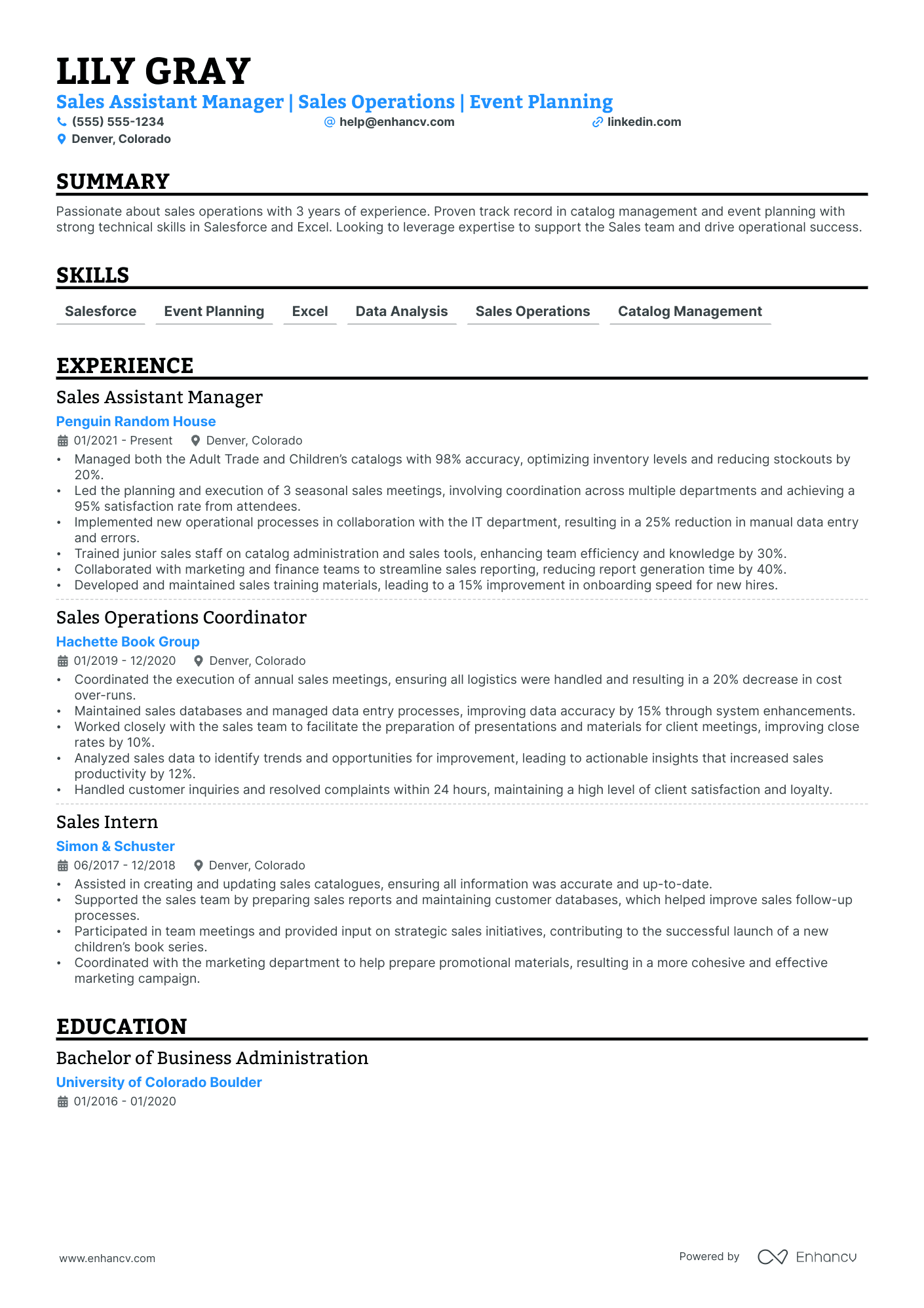 Assistant Sales Manager resume example