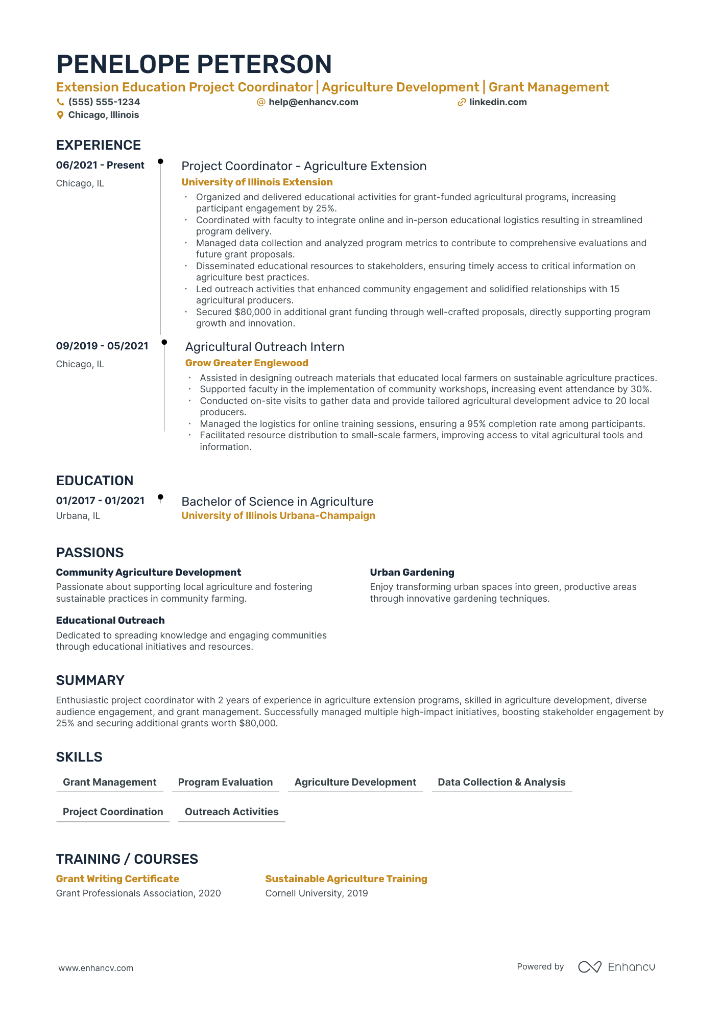 Education Project Coordinator resume example