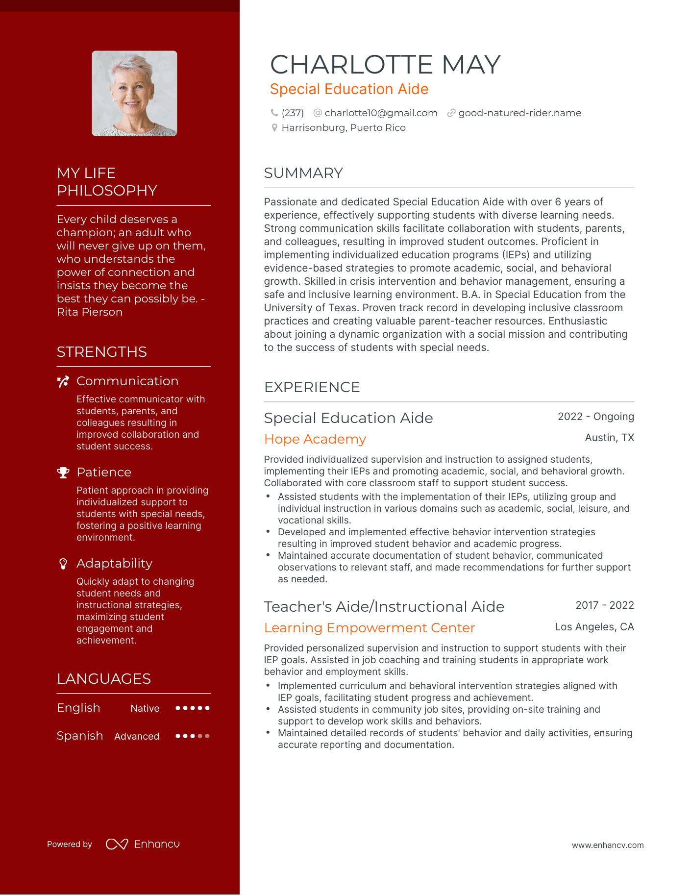 Creative Special Education Aide Resume Example