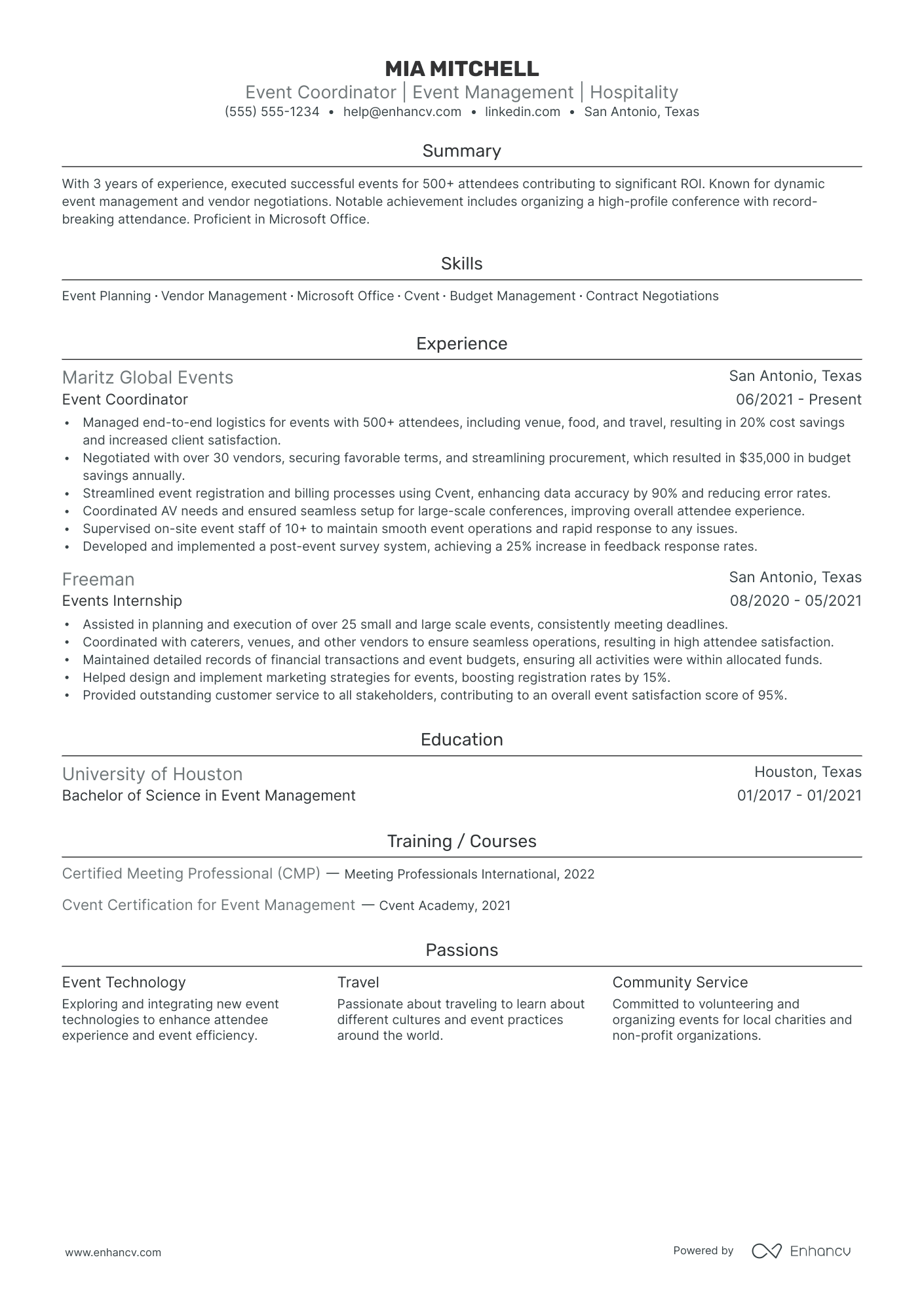 Assistant Event Planner resume example