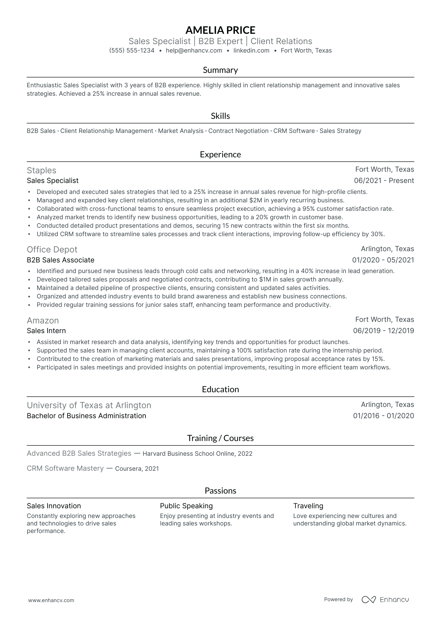 B2B Sales Associate resume example