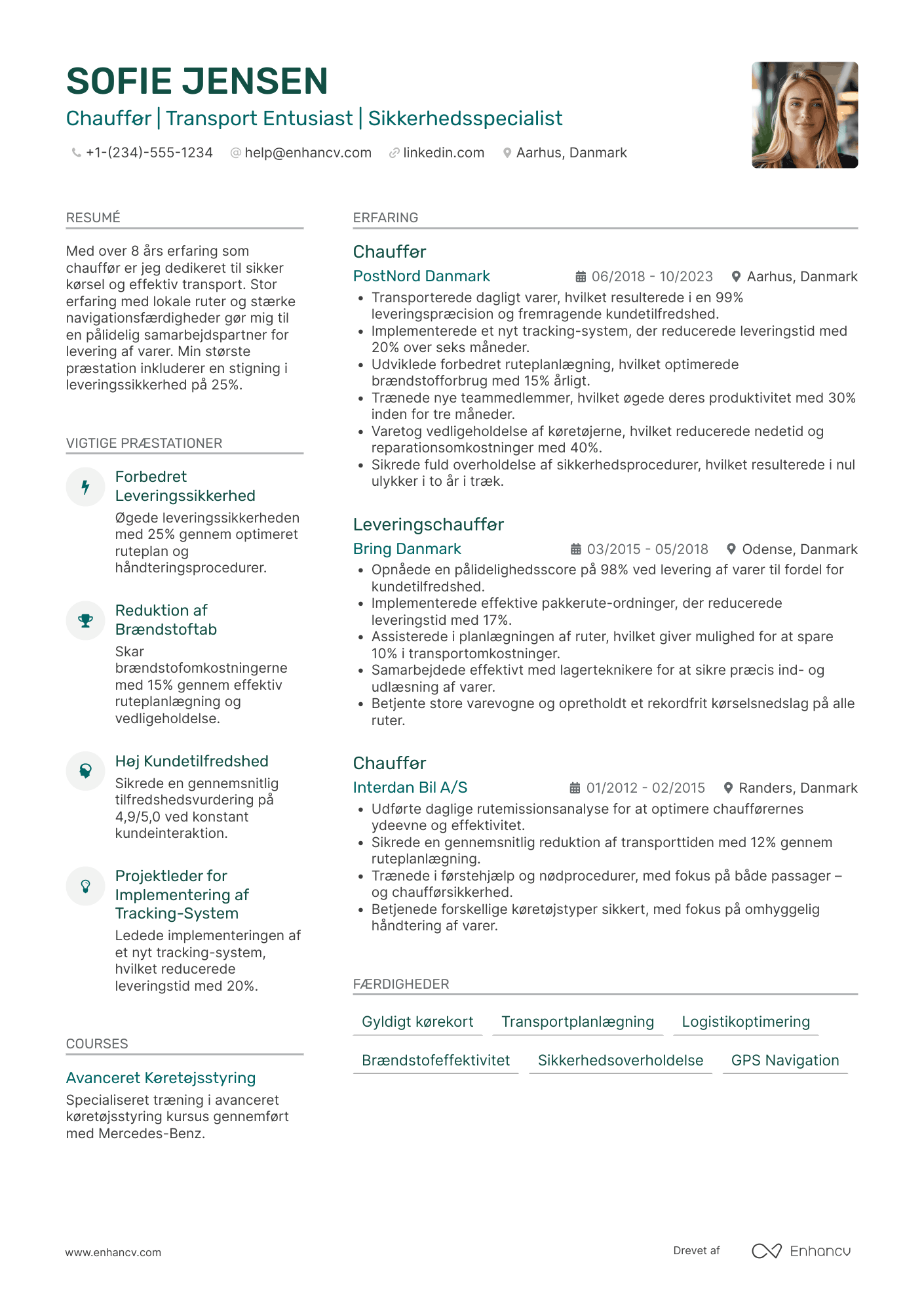 Chauffør CV