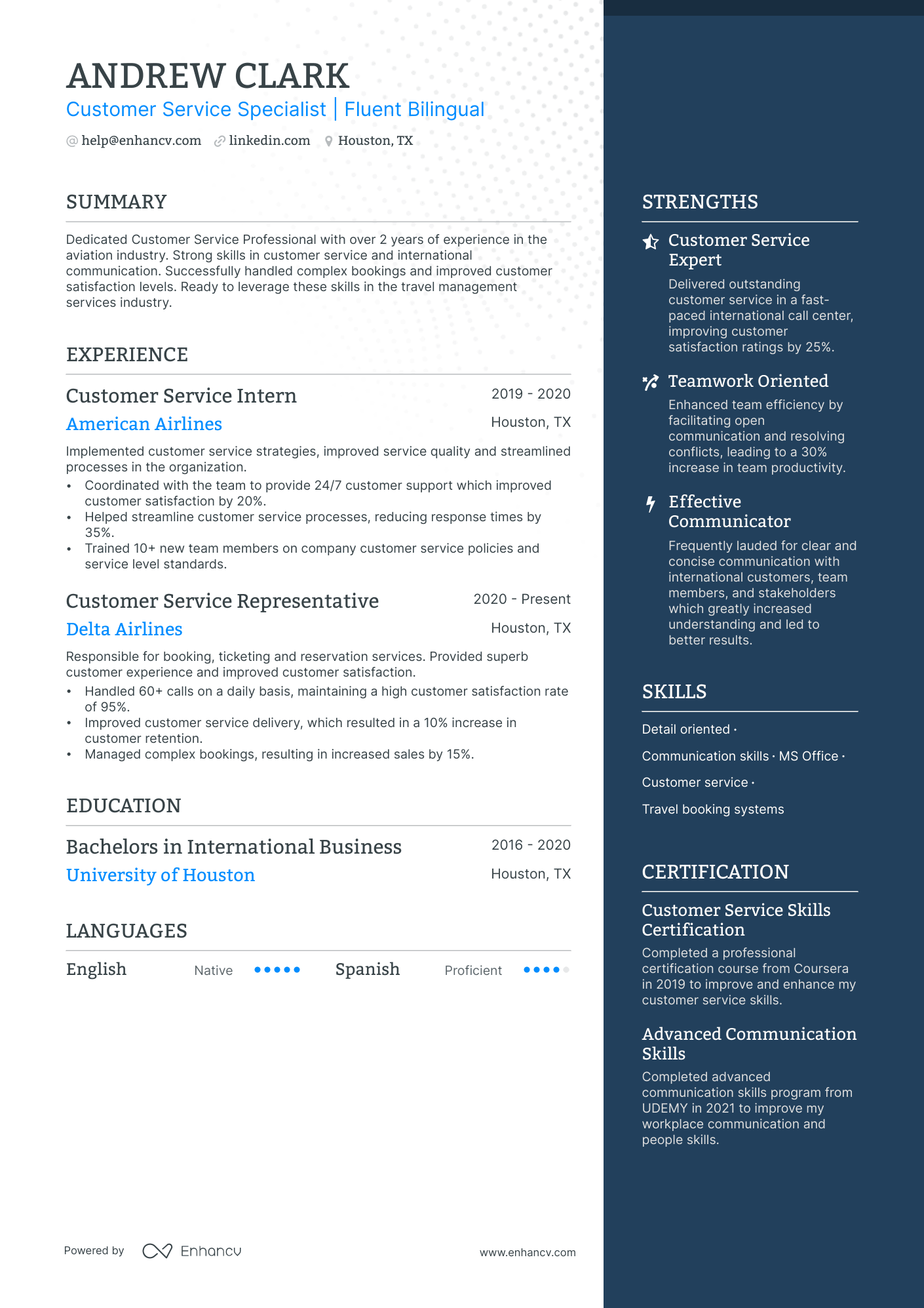 Entry Level Customer Service resume example