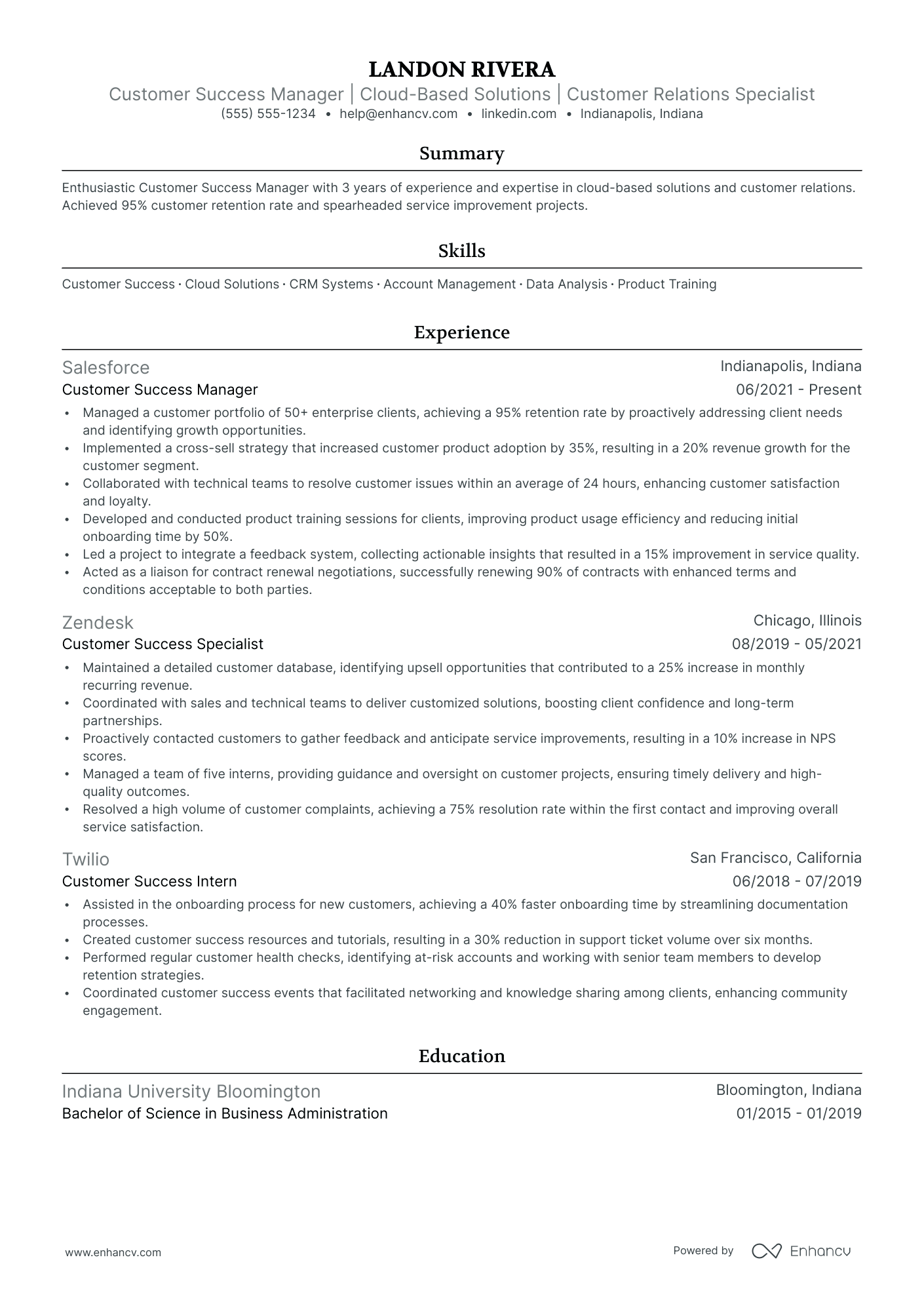 Customer Success Relationship Manager Resume Example Resume Example