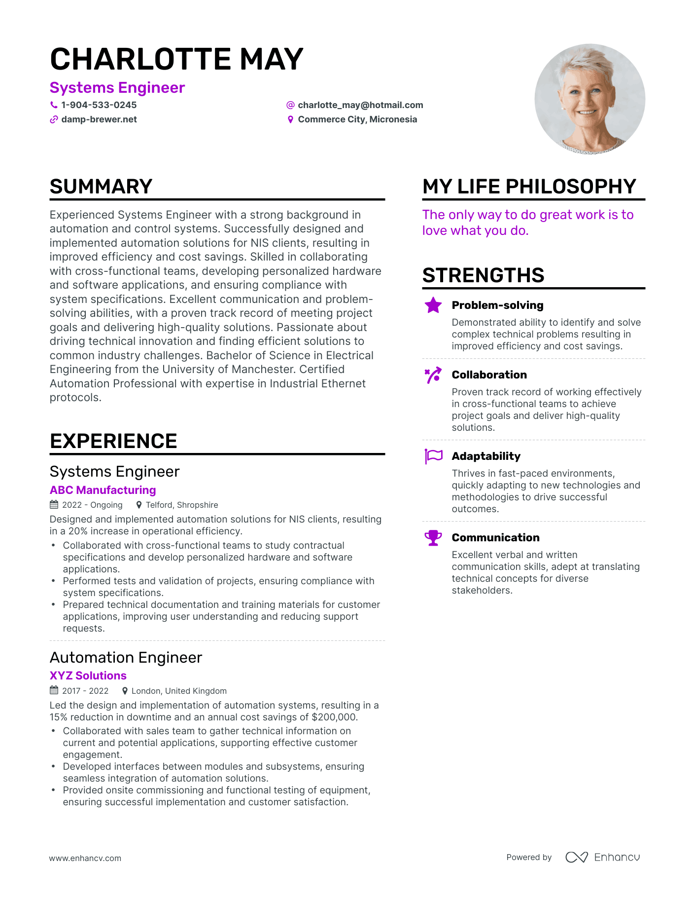 Modern Systems Engineer Resume Example