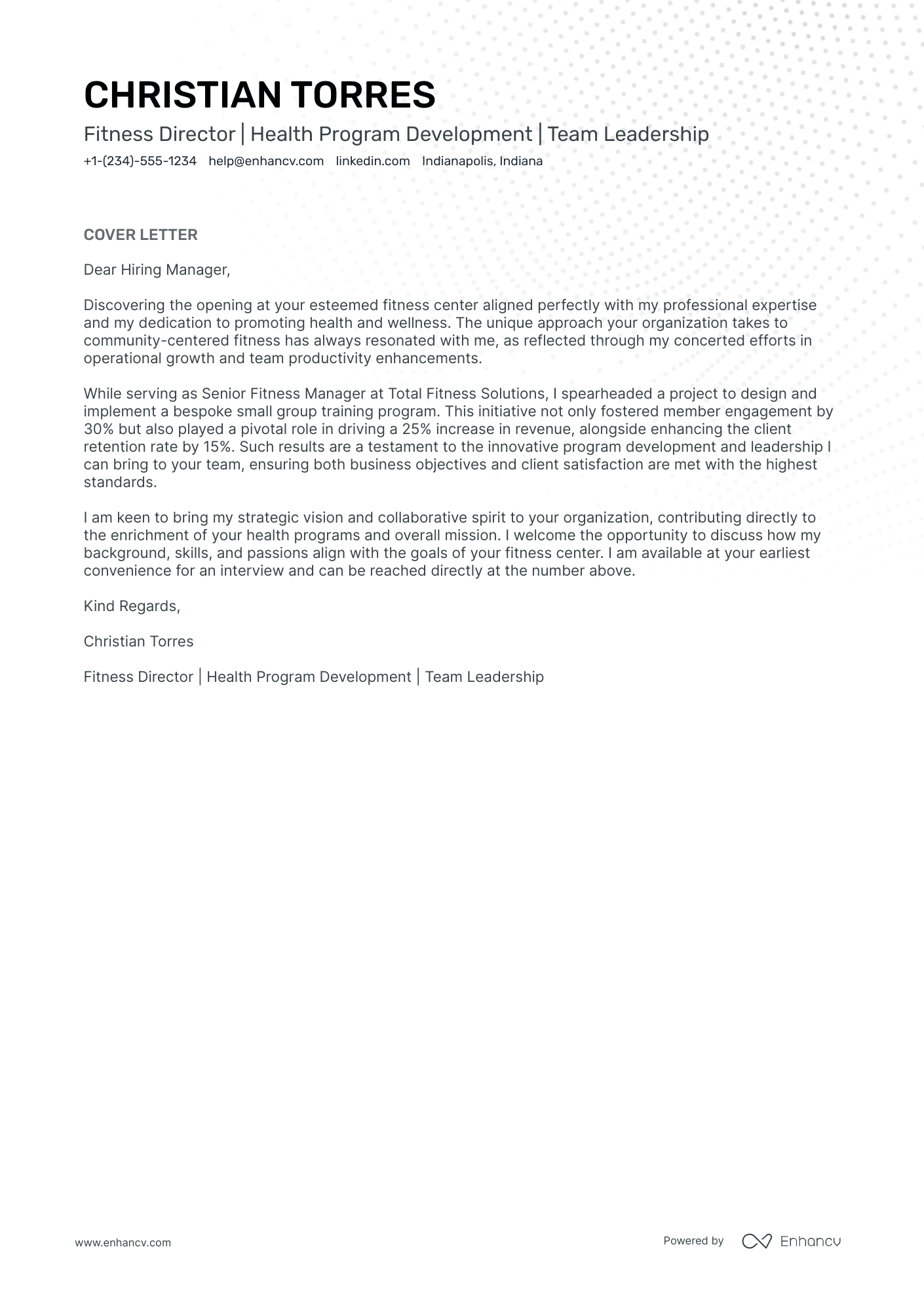 Fitness Director cover letter
