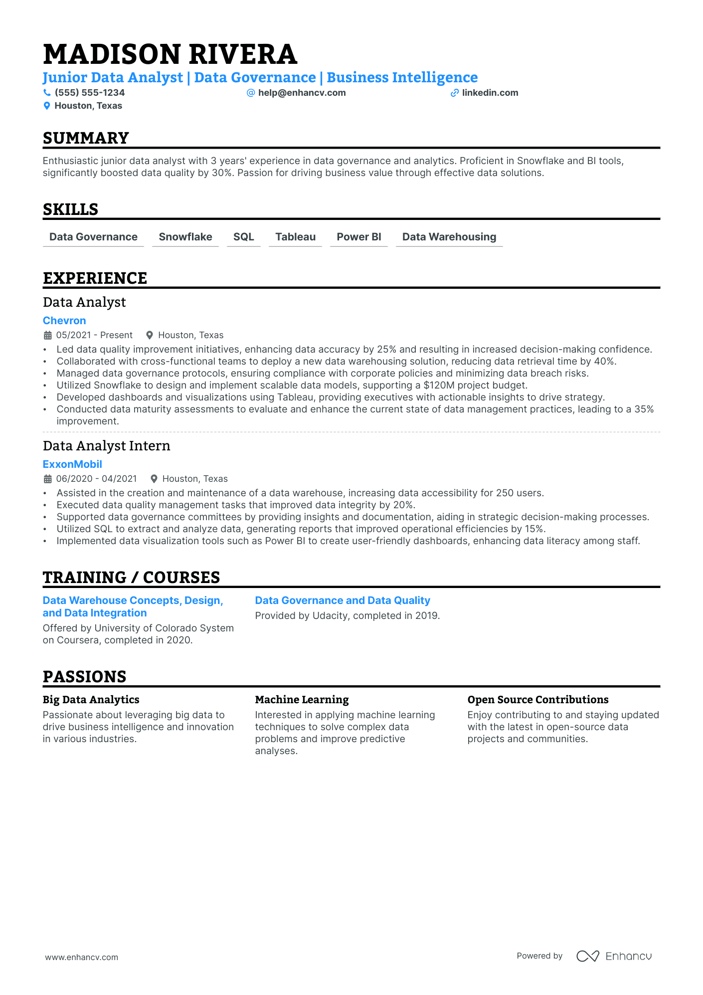 Director of Data Modeling resume example