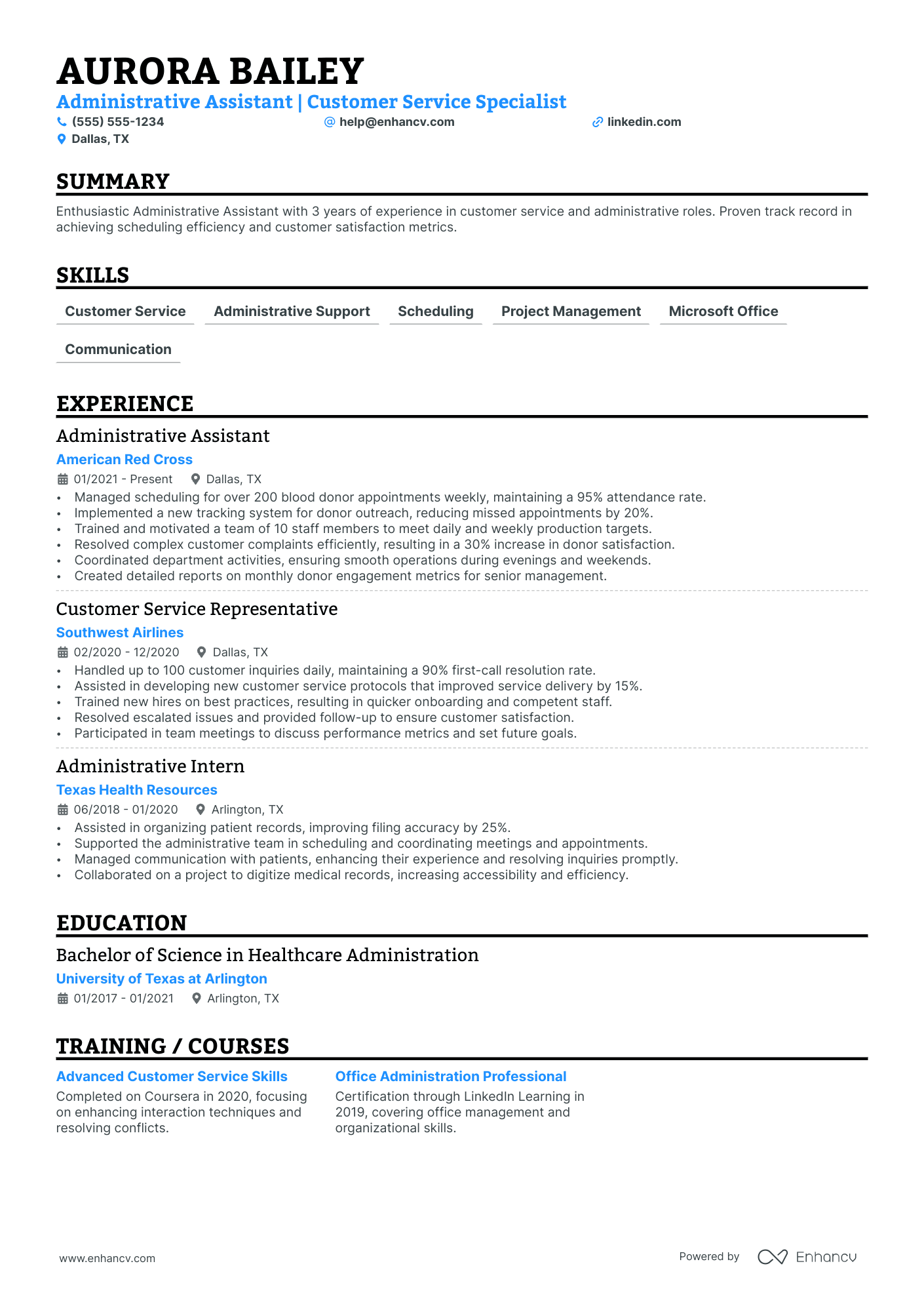 Call Center Administrative Assistant resume example