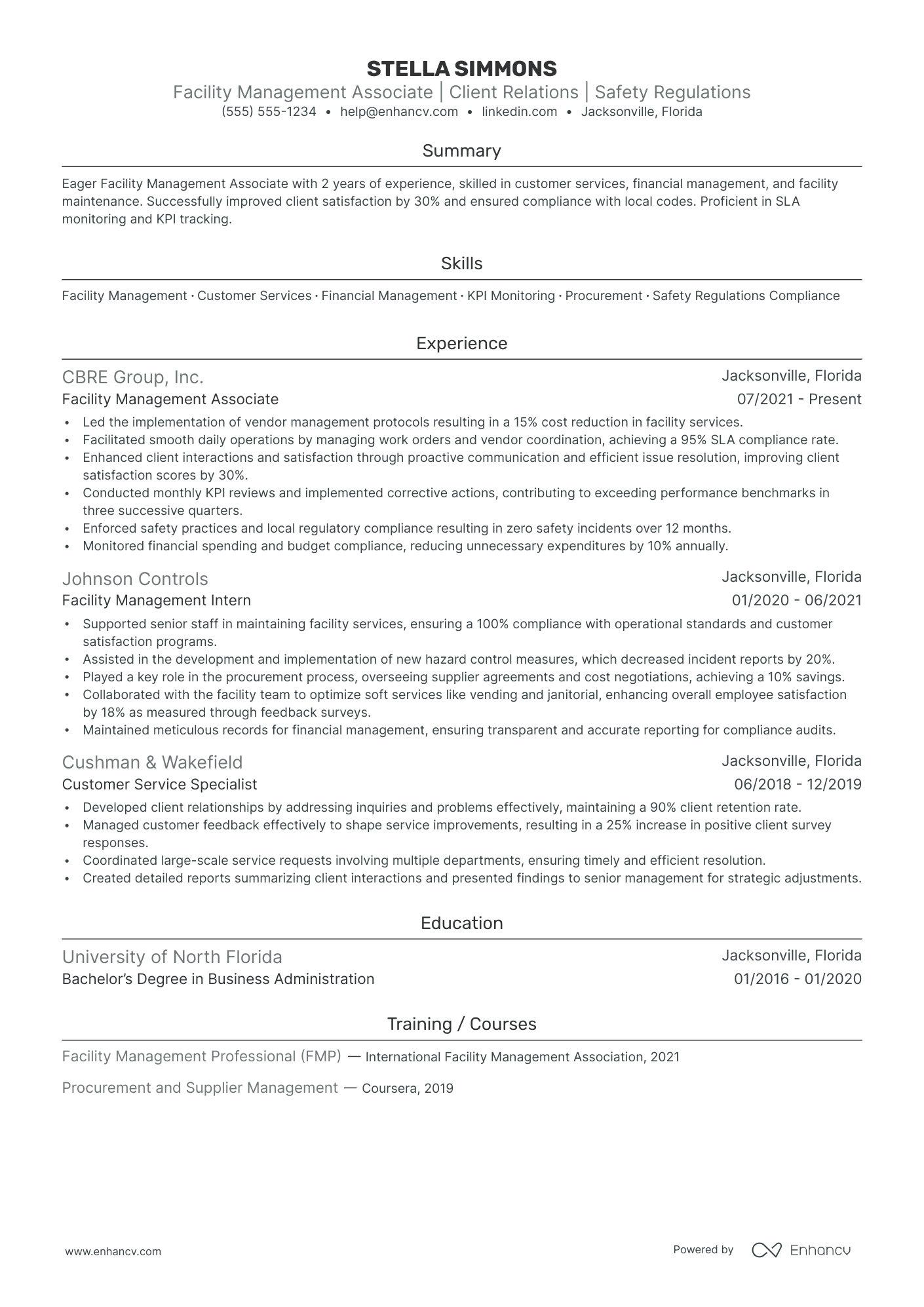 Assistant Facilities Manager resume example